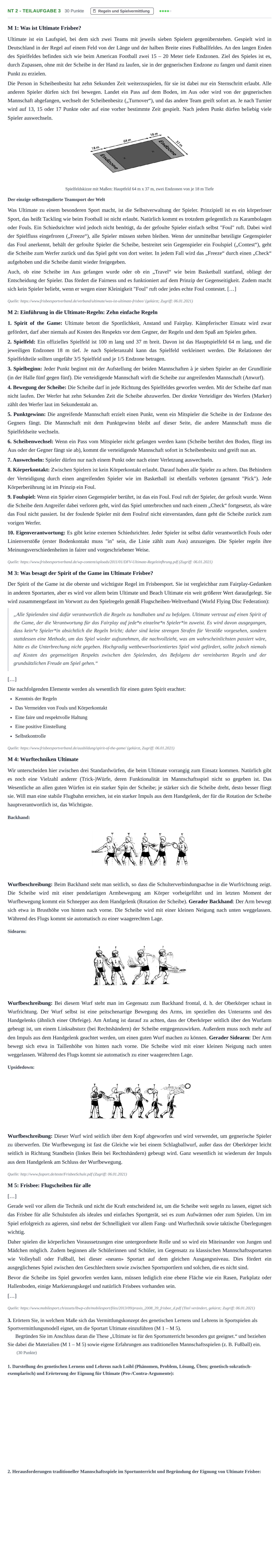 Aufgabenstellung: Aufgabe NT 2 - Teilaufgabe 3 · Abitur NRW Sport LK · Nachtermin 2022