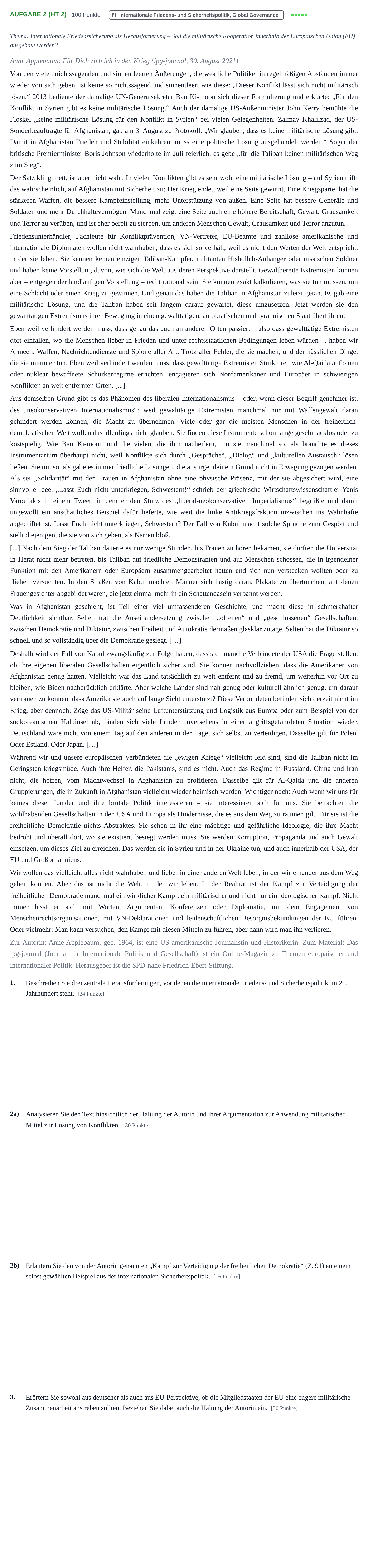 Aufgabenstellung: Aufgabe 2 (HT 2) · Abitur NRW Sozialwissenschaften LK · Haupttermin 2023