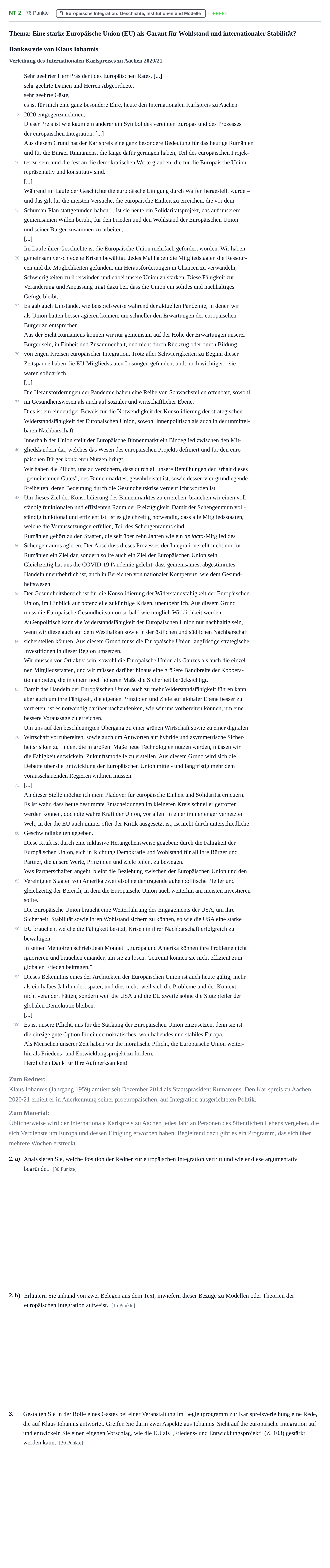 Aufgabenstellung: Aufgabe NT 2 · Abitur NRW Sozialwissenschaften LK · Nachtermin · Wirtschaft 2023