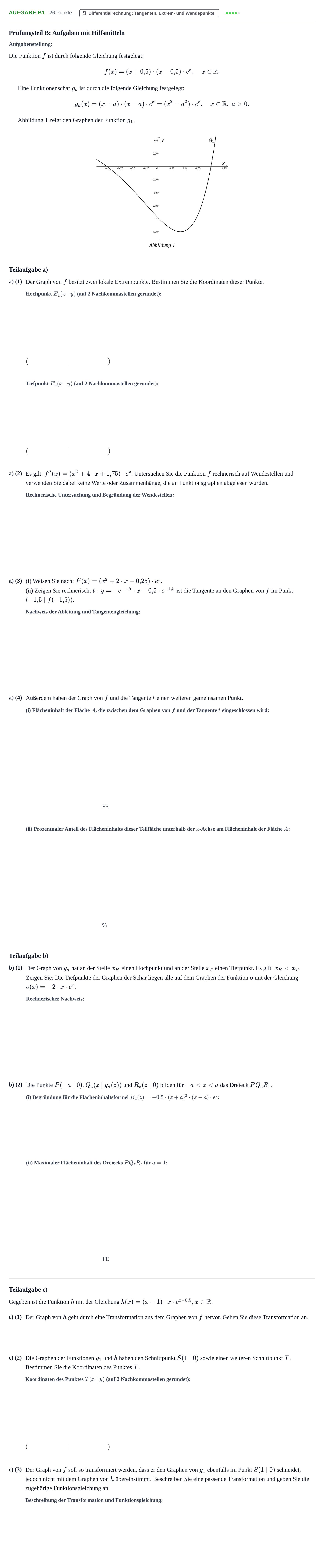 Aufgabenstellung: Aufgabe B1 - Differentialrechnung · Abitur NRW Mathematik LK · Nachtermin · GTR · Weiterbildungsko 2023