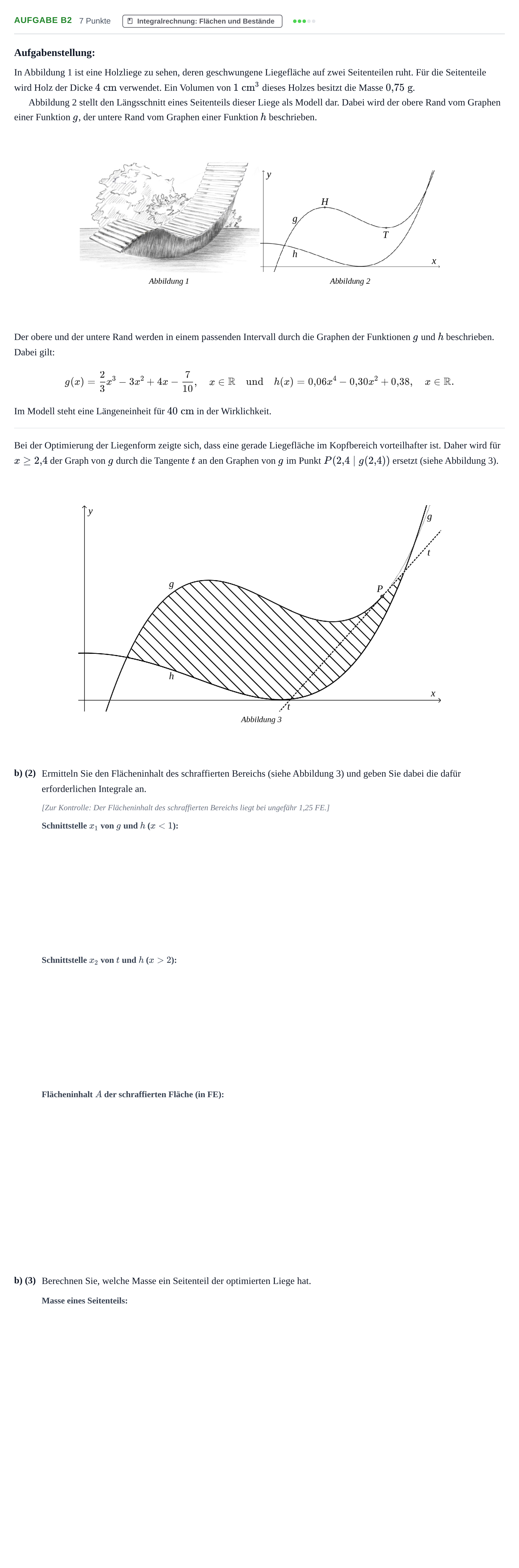 Aufgabenstellung: Aufgabe B2 - Integralrechnung · Abitur NRW Mathematik LK · Nachtermin · GTR · Weiterbildungsko 2023