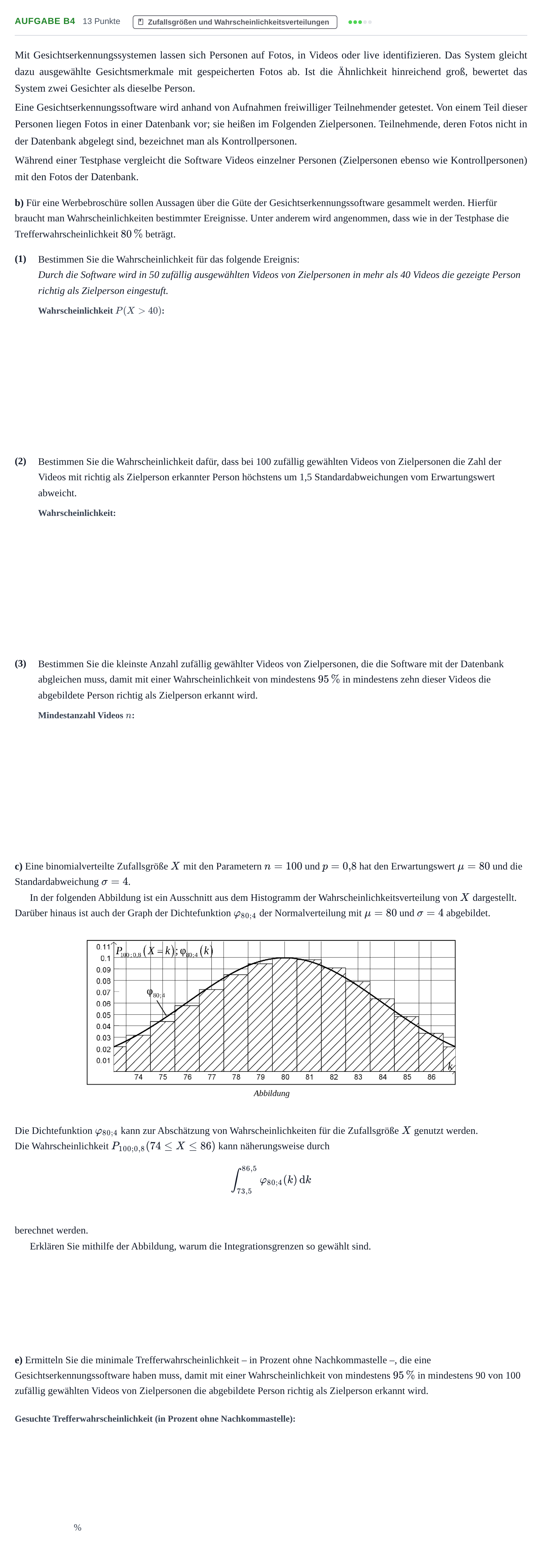 Aufgabenstellung: Aufgabe B4 - Zufallsgrößen und Wahrscheinlichkeit… · Abitur NRW Mathematik LK · Nachtermin · GTR · Weiterbildungsko 2023