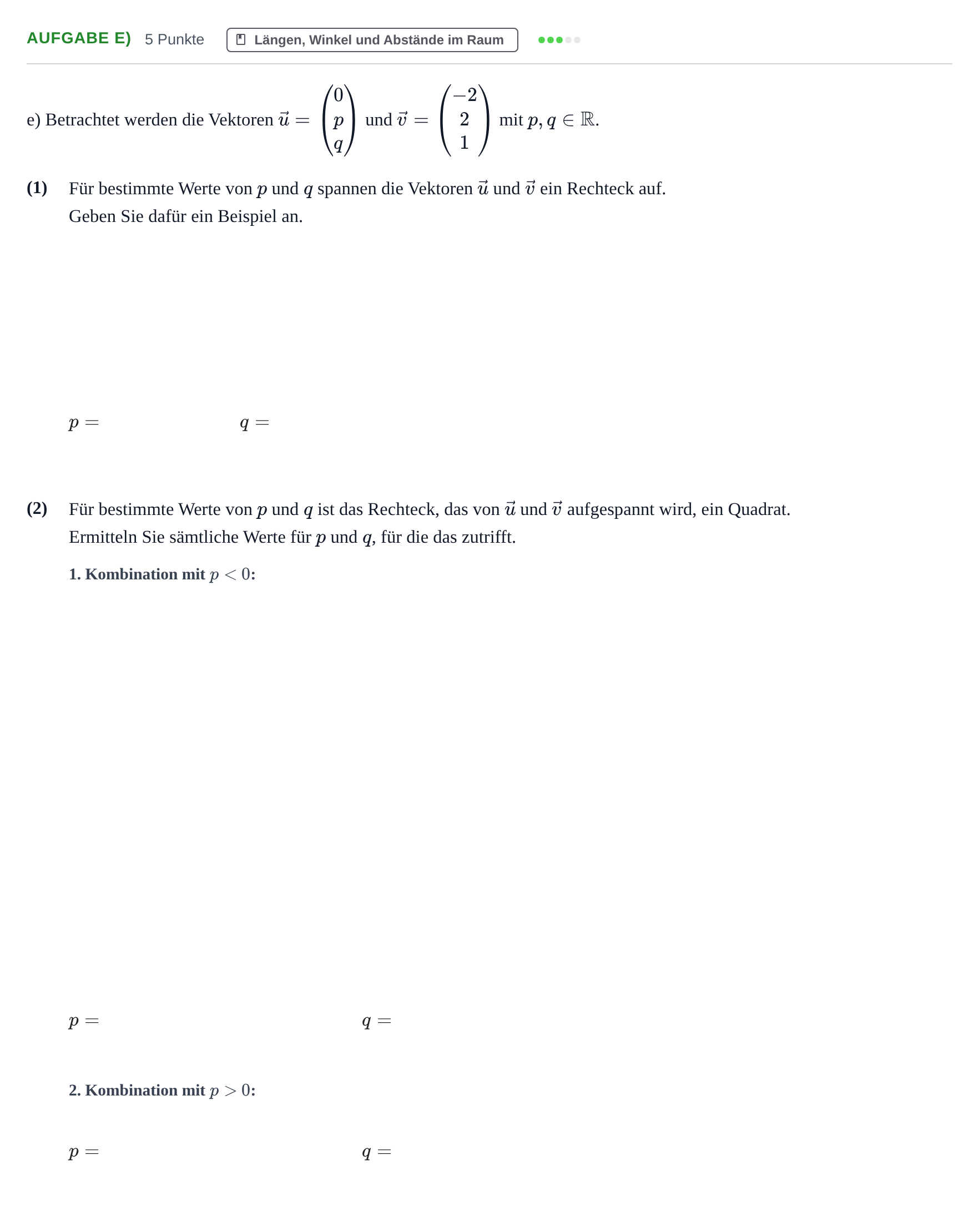 Aufgabenstellung: Aufgabe e) · Abitur NRW Mathematik LK · Nachtermin · GTR · Weiterbildungsko 2023