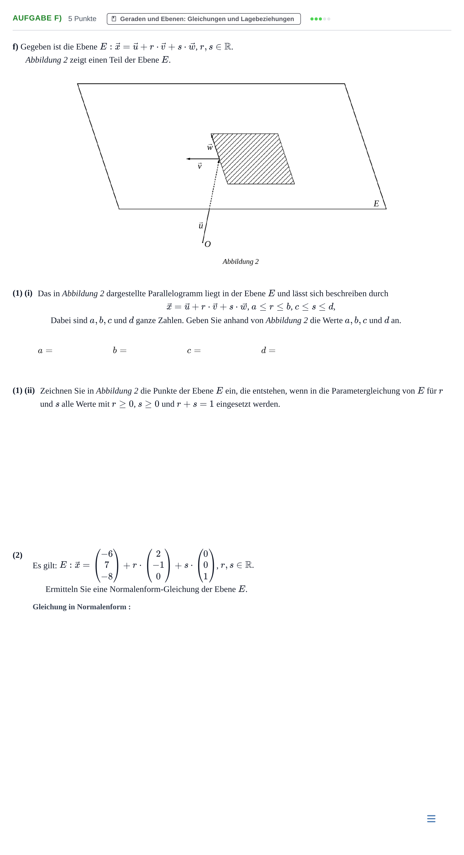 Aufgabenstellung: Aufgabe f) · Abitur NRW Mathematik LK · Nachtermin · GTR · Weiterbildungsko 2023