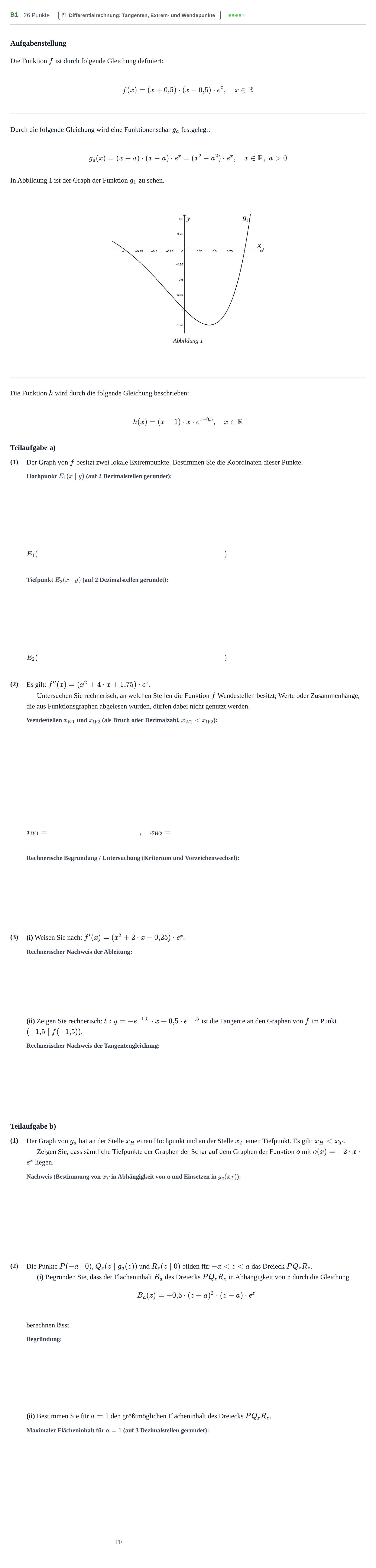 Aufgabenstellung: Aufgabe B1 - Differentialrechnung · Abitur NRW Mathematik LK · Nachtermin · GTR 2023