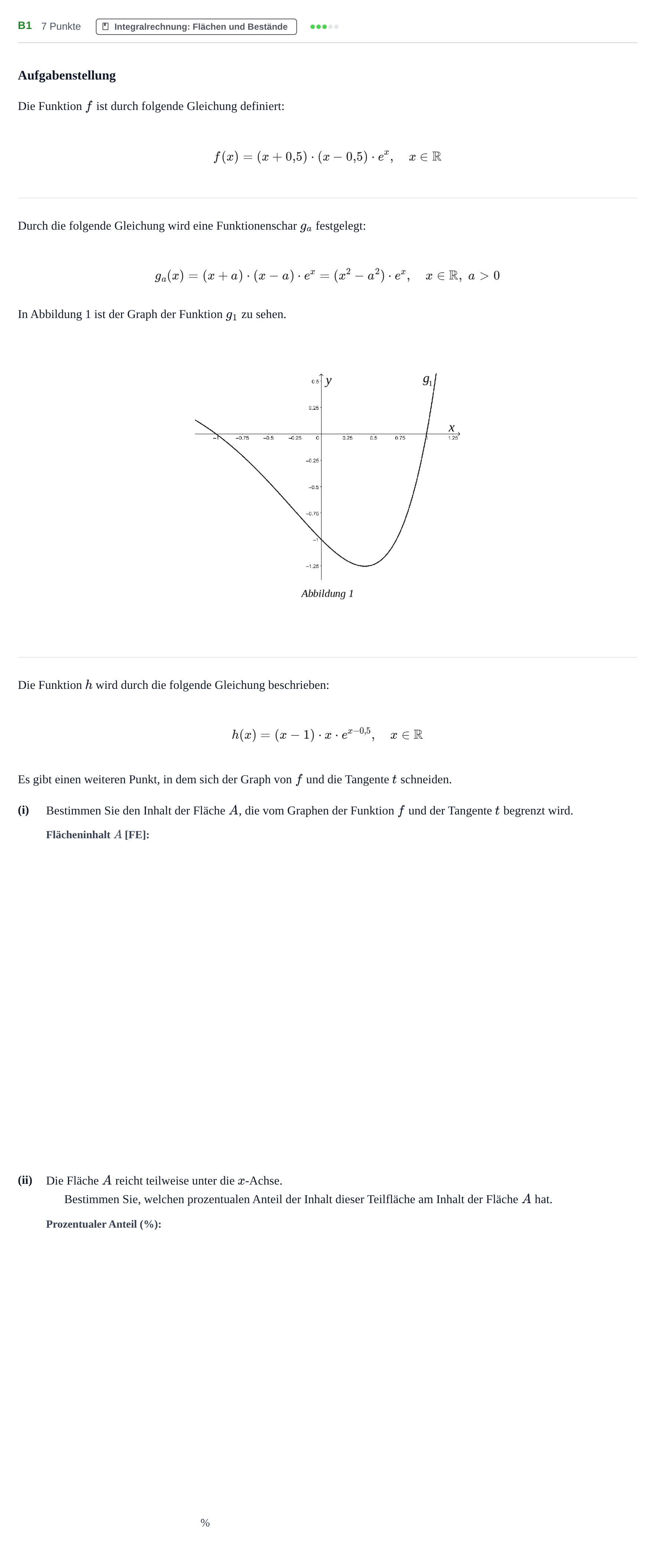 Aufgabenstellung: Aufgabe B1 - Integralrechnung · Abitur NRW Mathematik LK · Nachtermin · GTR 2023