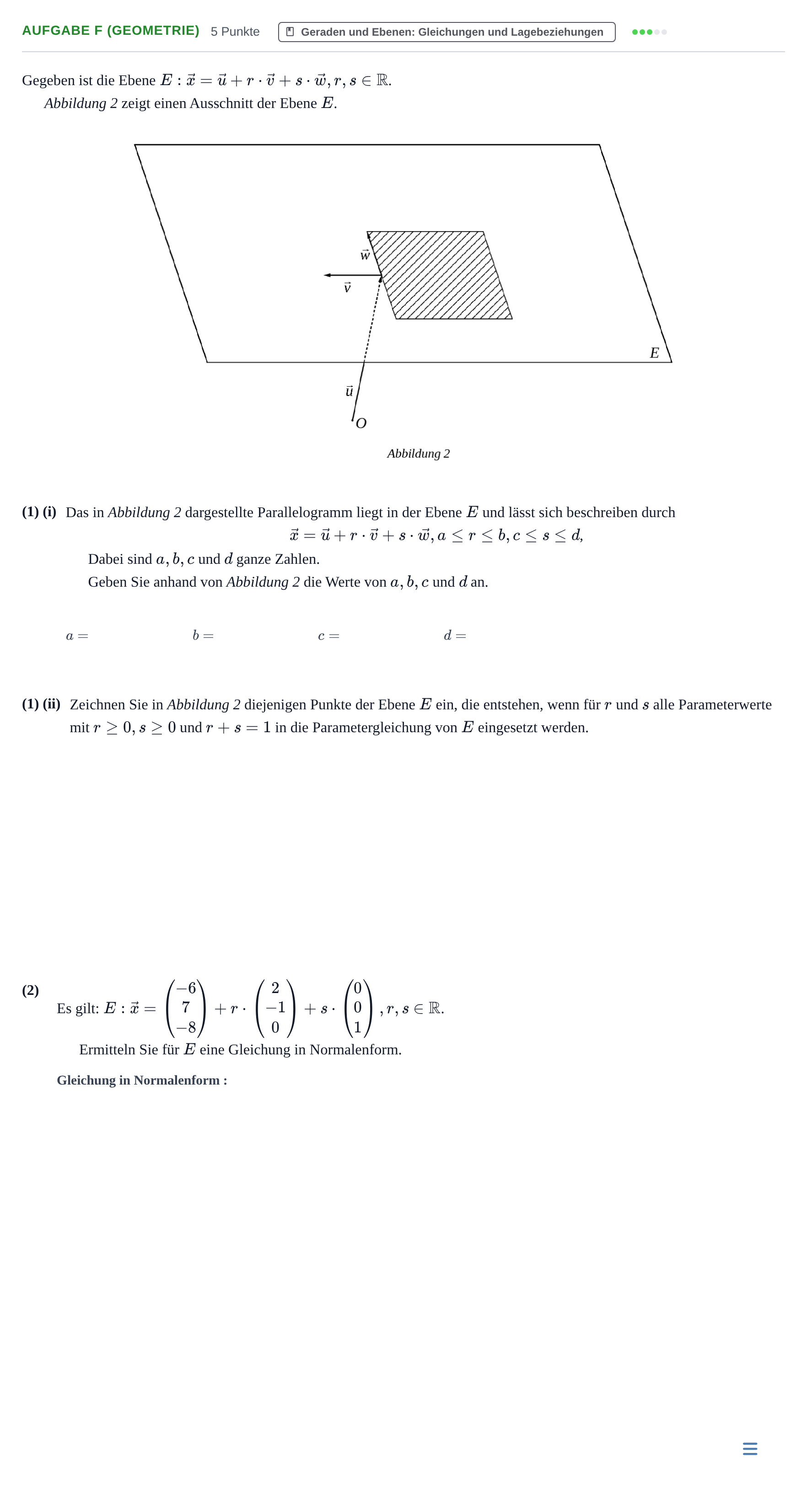 Aufgabenstellung: Aufgabe f (Geometrie) · Abitur NRW Mathematik LK · Nachtermin · GTR 2023