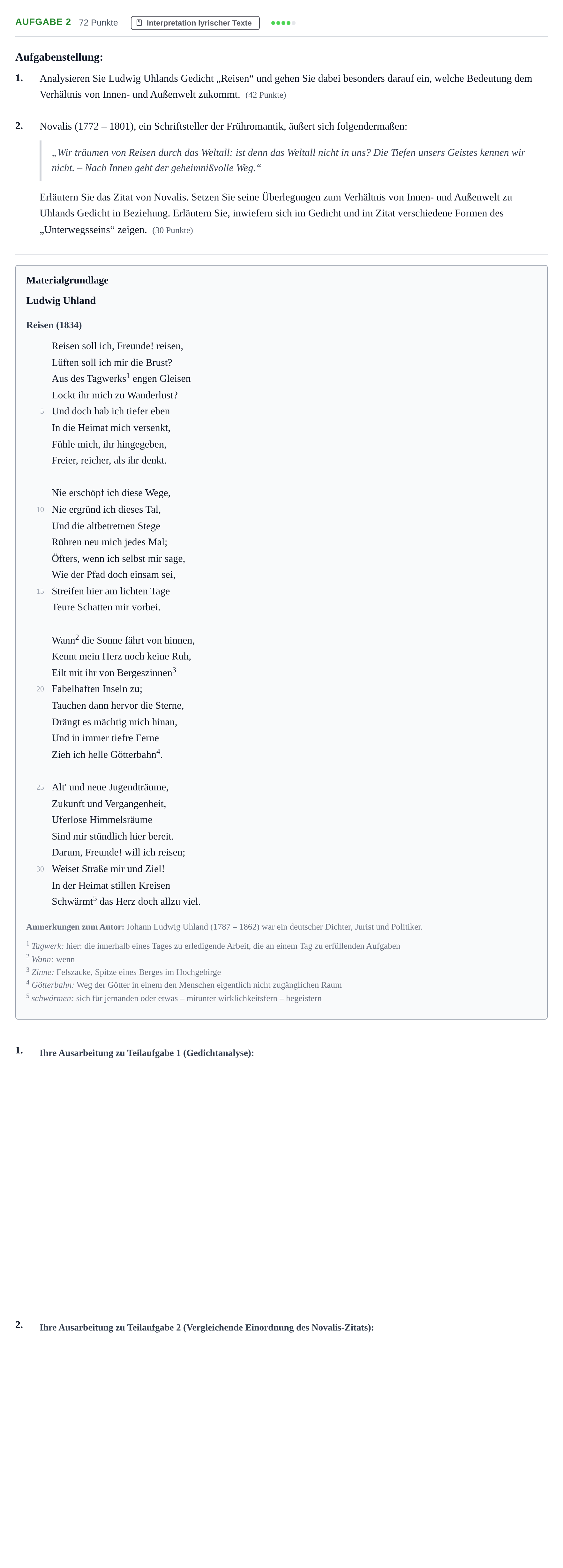 Aufgabenstellung: Aufgabe 2 · Abitur NRW Deutsch GK · Haupttermin 2021