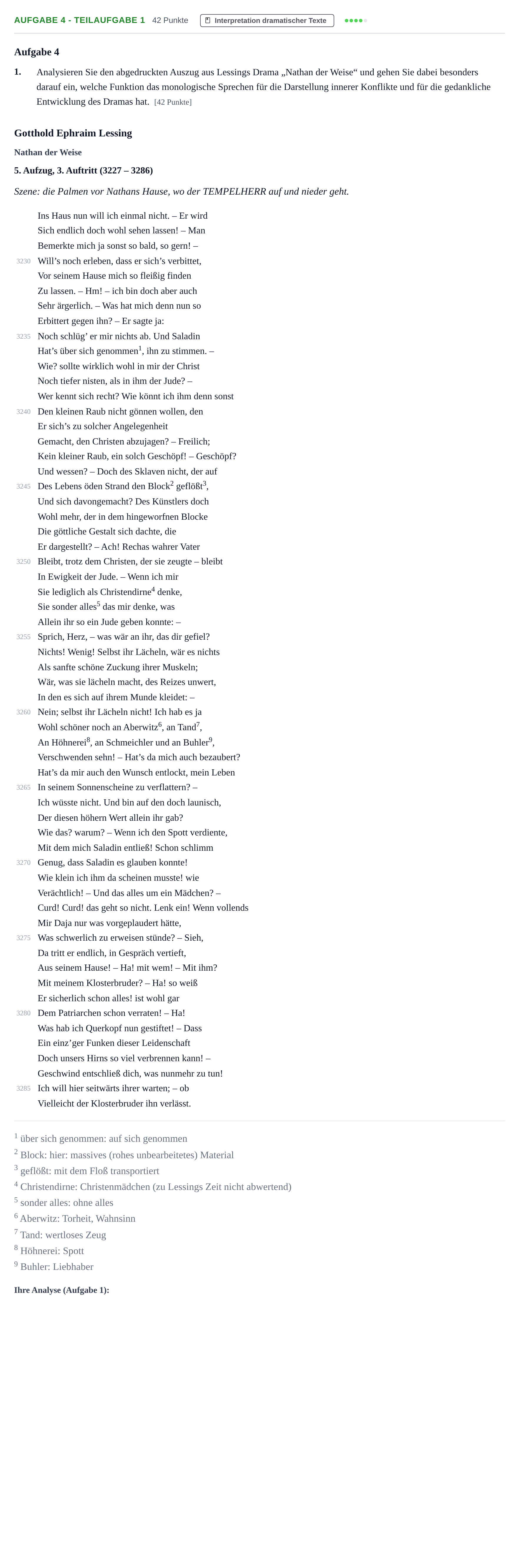 Aufgabenstellung: Aufgabe 4 - Teilaufgabe 1 · Abitur NRW Deutsch GK · Haupttermin 2021
