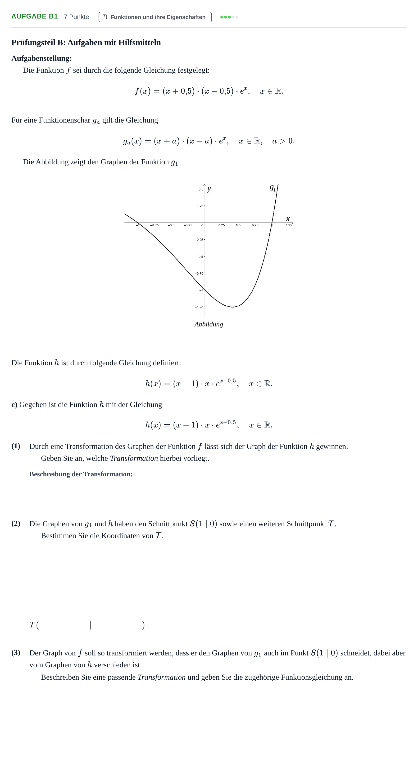 Aufgabenstellung: Aufgabe B1 - Funktionen und ihre Eigenschaften · Abitur NRW Mathematik LK · Nachtermin · CAS · Weiterbildungsko 2023