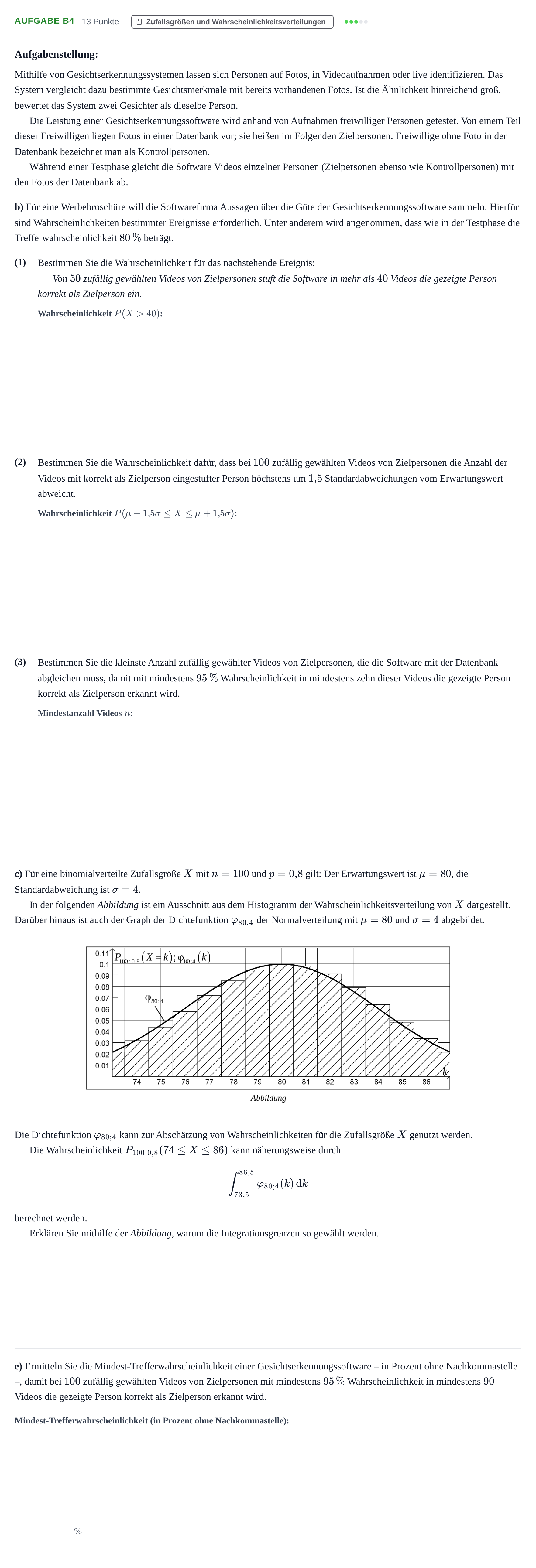 Aufgabenstellung: Aufgabe B4 - Zufallsgrößen und Wahrscheinlichkeit… · Abitur NRW Mathematik LK · Nachtermin · CAS · Weiterbildungsko 2023