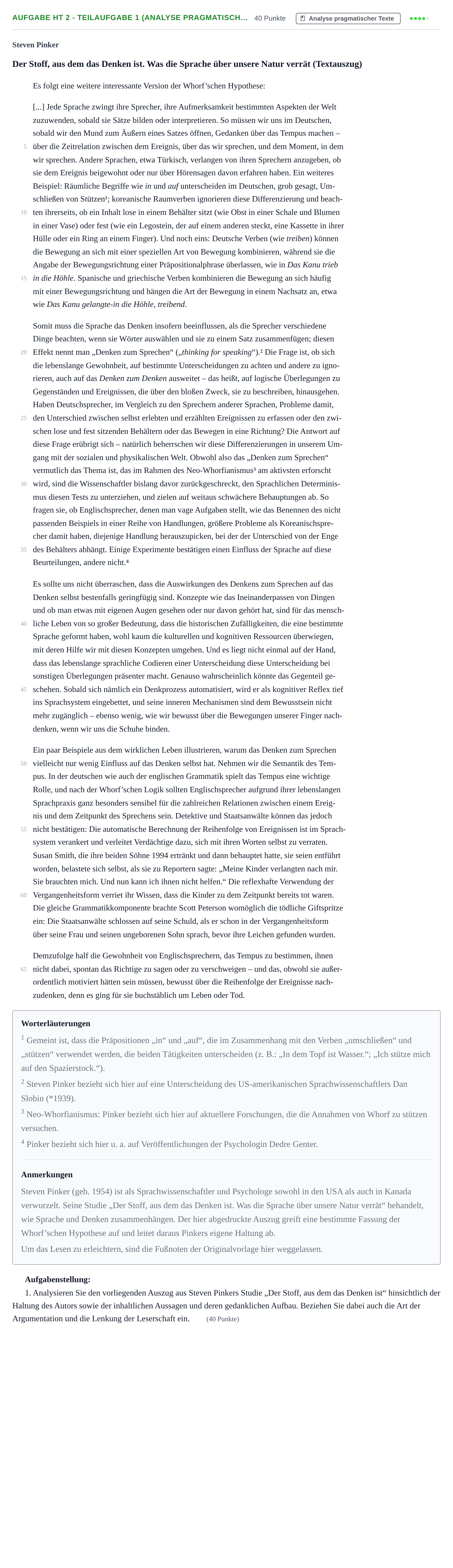 Aufgabenstellung: Aufgabe HT 2 - Teilaufgabe 1 (Analyse pragmatisch… · Abitur NRW Deutsch LK · Haupttermin 2021