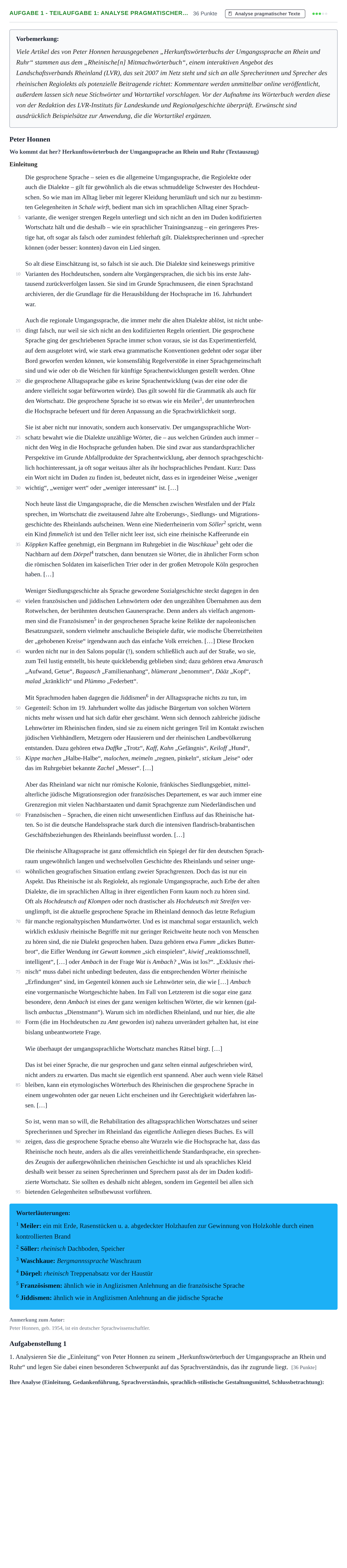 Aufgabenstellung: Aufgabe 1 - Teilaufgabe 1: Analyse pragmatischer… · Abitur NRW Deutsch GK · Nachtermin 2021
