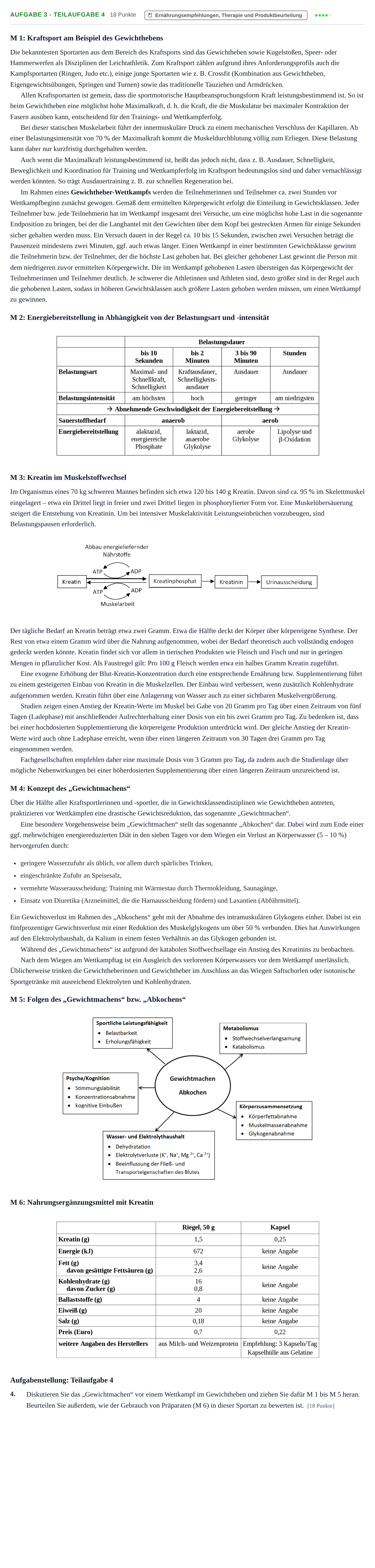 Aufgabenstellung: Aufgabe 3 - Teilaufgabe 4 · Abitur NRW Ernährungslehre LK · Haupttermin 2022