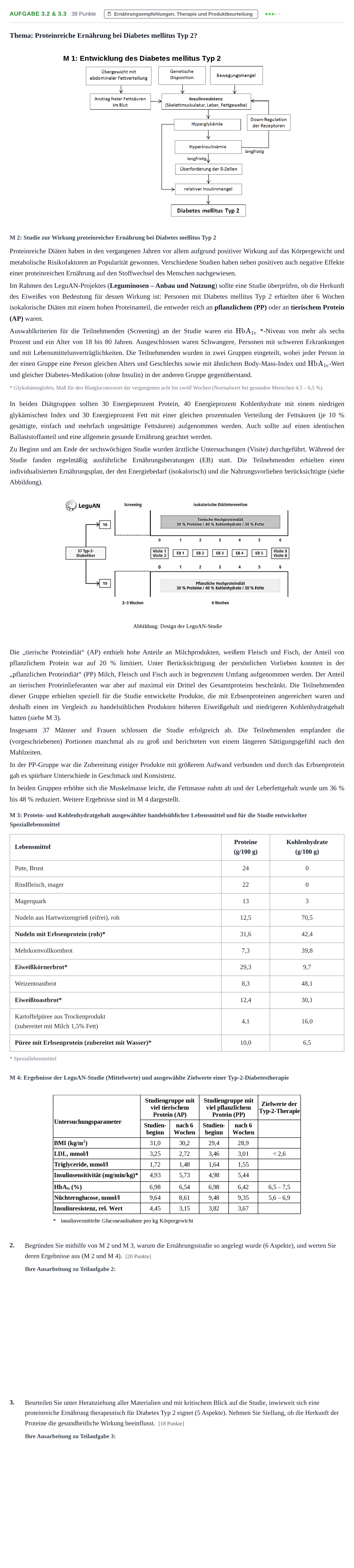 Aufgabenstellung: Aufgabe 3.2 & 3.3 - Ernährungsempfehlungen, Thera… · Abitur NRW Ernährungslehre GK · Haupttermin 2021