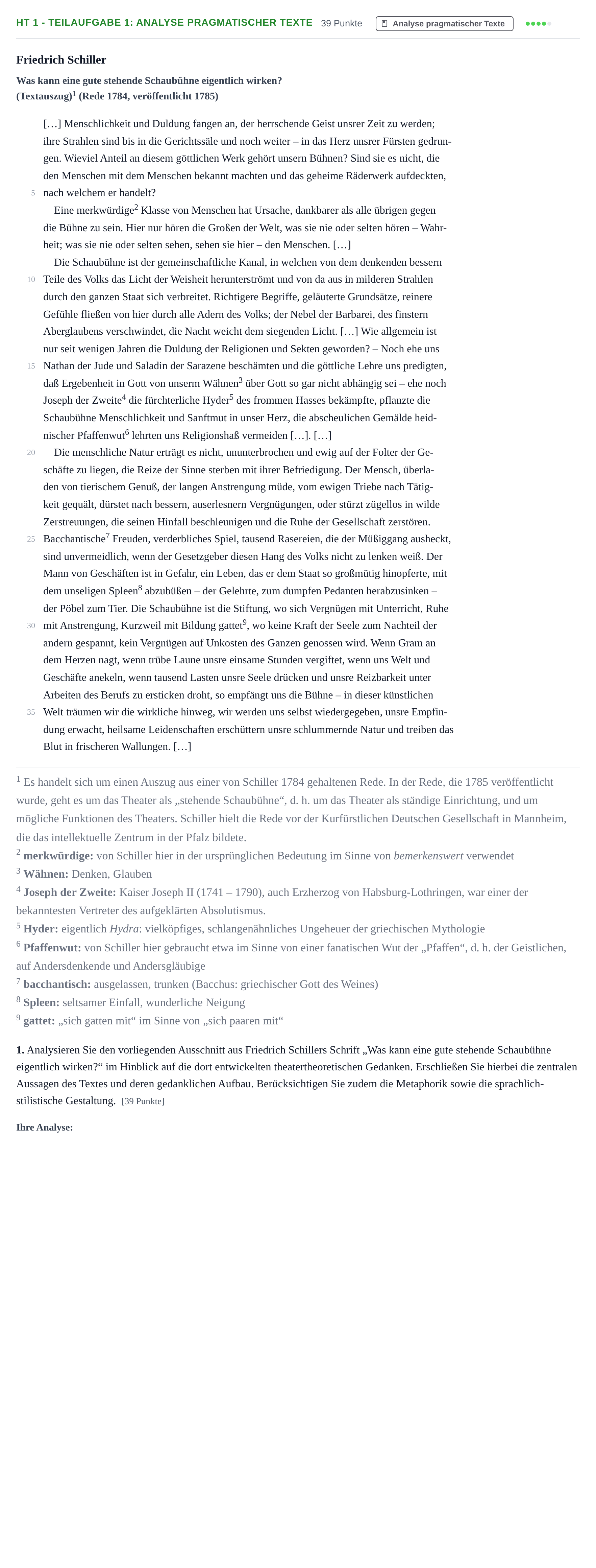Aufgabenstellung: Aufgabe HT 1 - Teilaufgabe 1: Analyse pragmatischer Texte · Abitur NRW Deutsch LK · Haupttermin · Weiterbildungskolleg 2021