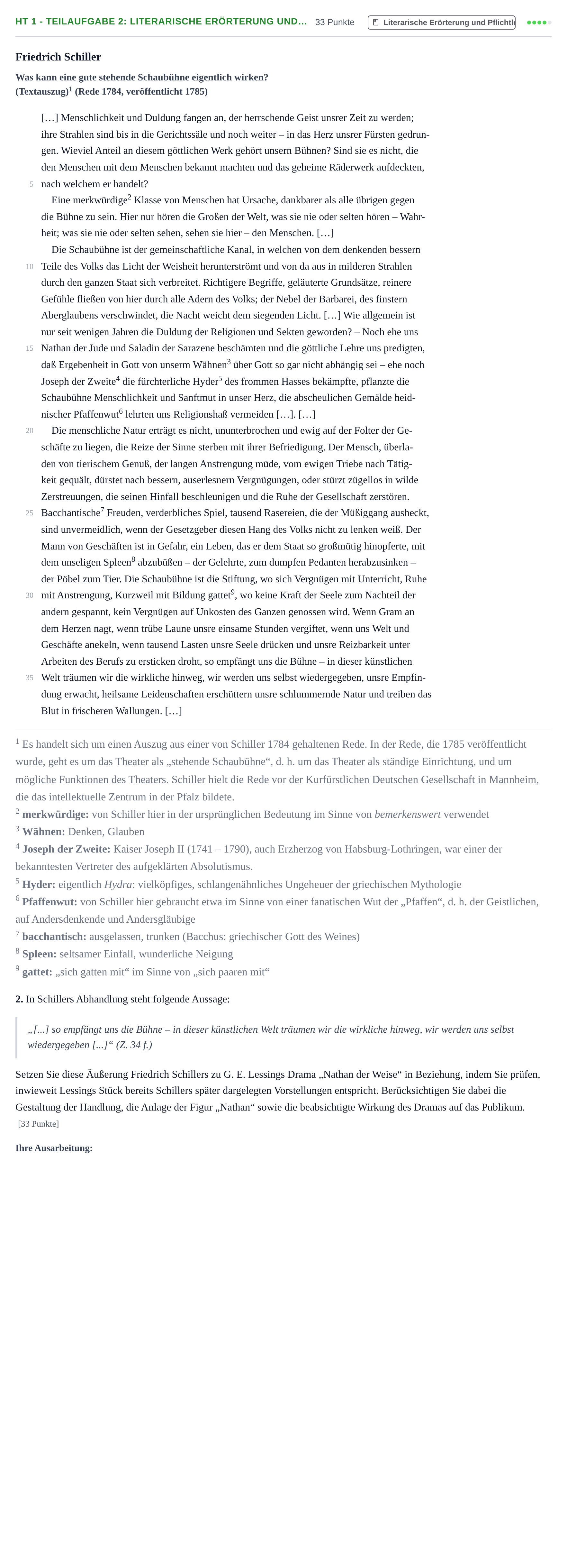 Aufgabenstellung: Aufgabe HT 1 - Teilaufgabe 2: Literarische Erörterung und… · Abitur NRW Deutsch LK · Haupttermin · Weiterbildungskolleg 2021