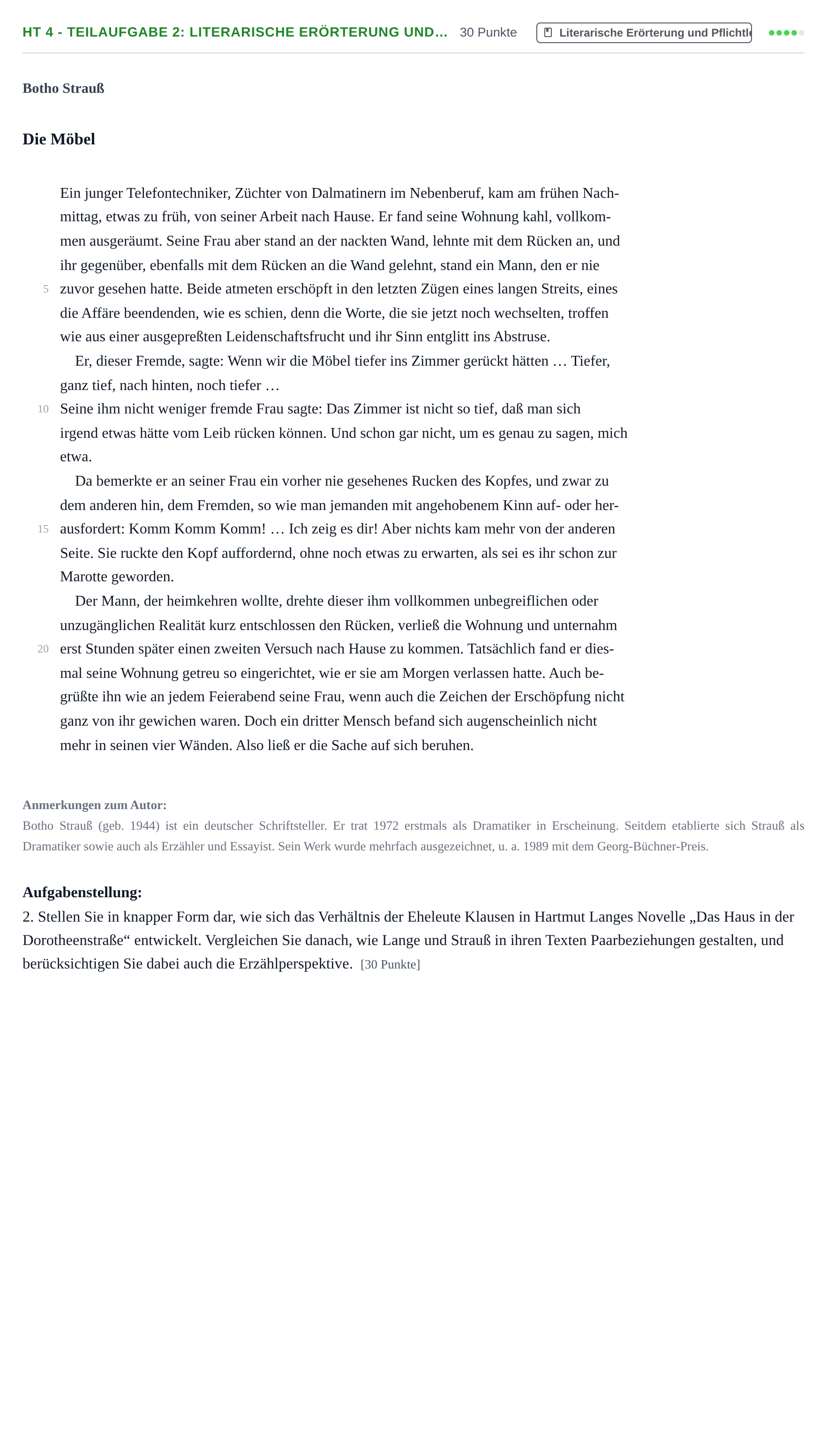 Aufgabenstellung: Aufgabe HT 4 - Teilaufgabe 2: Literarische Erörterung und… · Abitur NRW Deutsch LK · Haupttermin · Weiterbildungskolleg 2021