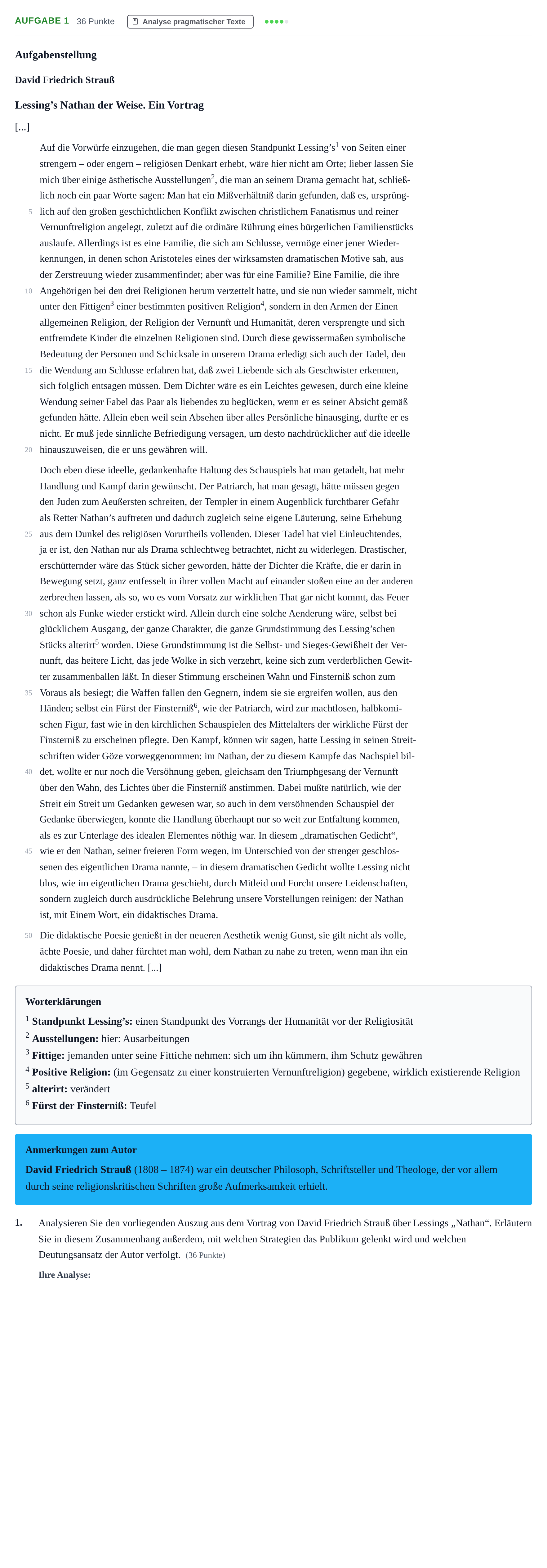 Aufgabenstellung: Aufgabe 1 - Analyse pragmatischer Texte · Abitur NRW Deutsch LK · Haupttermin · Weiterbildungskolleg 2021