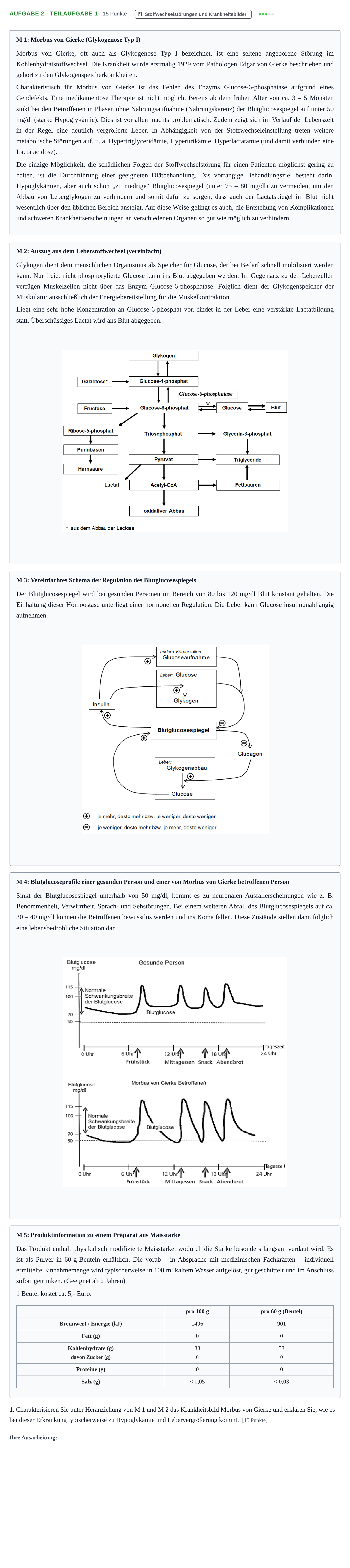 Aufgabenstellung: Aufgabe 2 - Teilaufgabe 1 · Abitur NRW Ernährungslehre LK · Haupttermin 2021