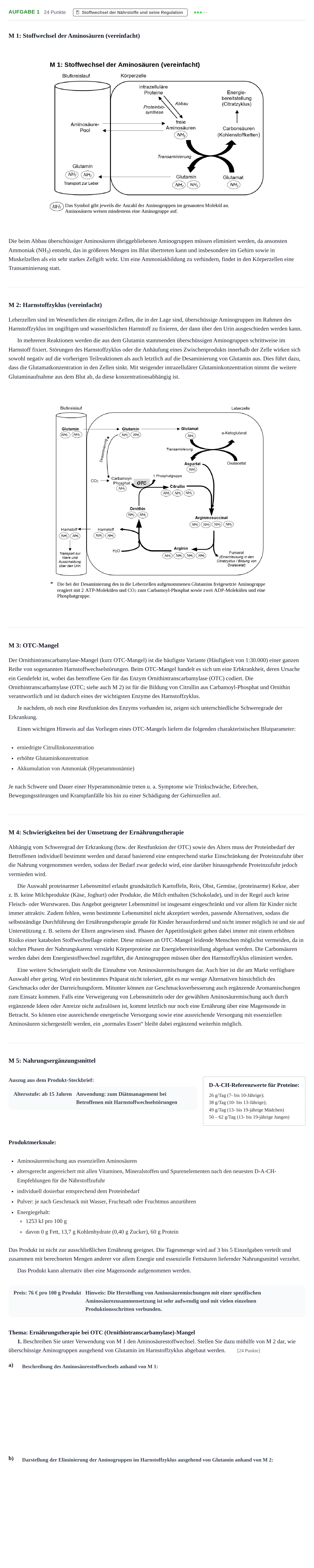 Aufgabenstellung: Aufgabe 1 - Stoffwechsel der Nährstoffe und seine… · Abitur NRW Ernährungslehre GK · Haupttermin 2022