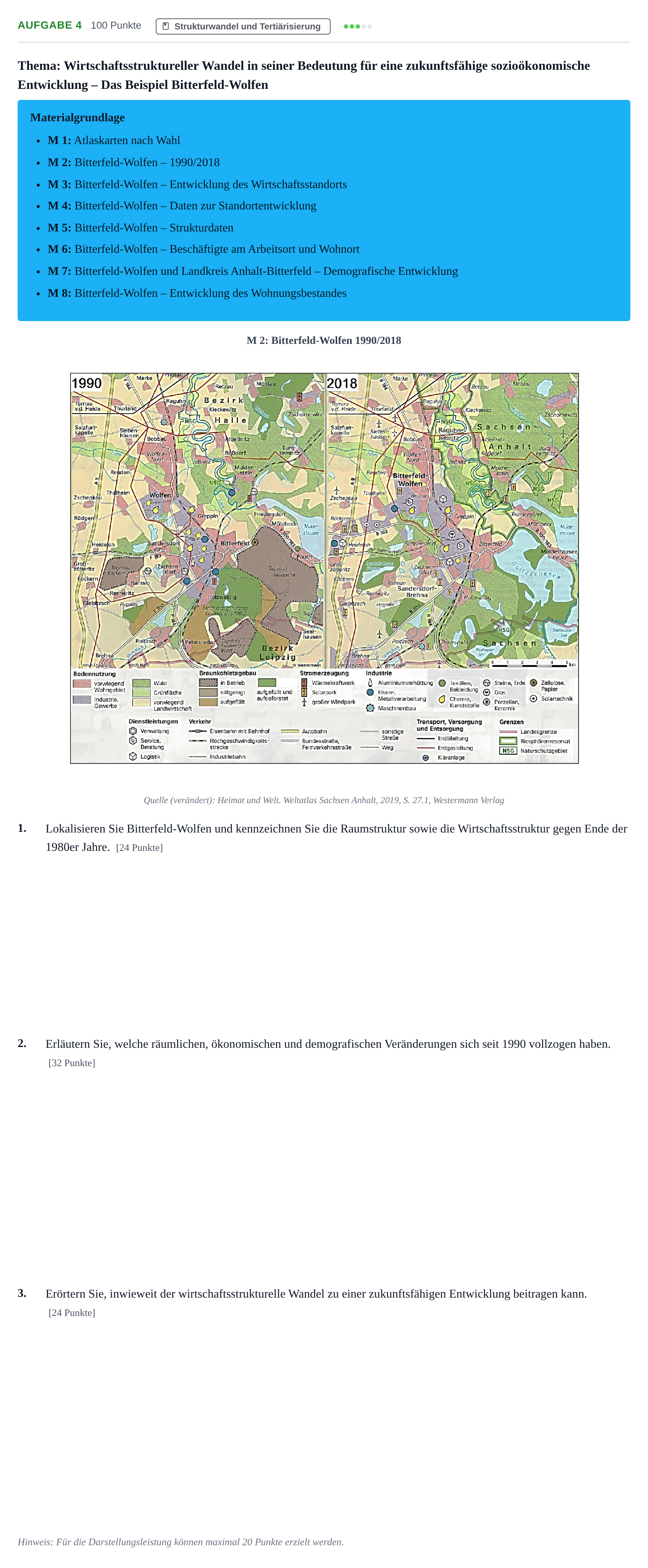 Aufgabenstellung: Aufgabe 4 · Abitur NRW Geographie GK · Nachtermin 2021