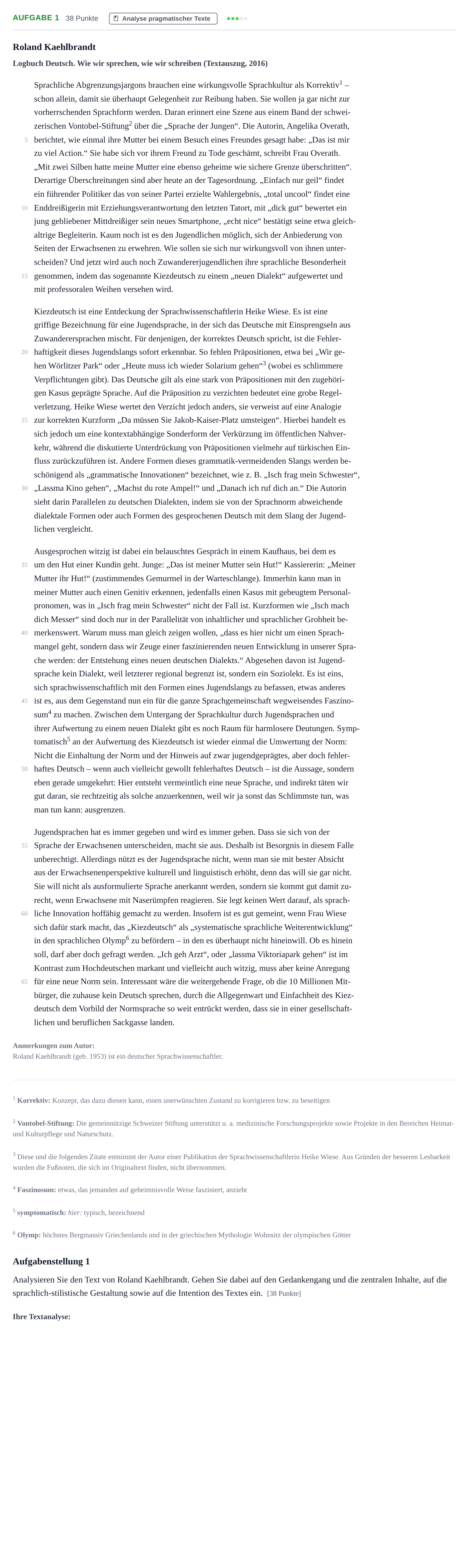 Aufgabenstellung: Aufgabe 1 - Analyse pragmatischer Texte · Abitur NRW Deutsch GK · Haupttermin · Weiterbildungskolleg 2022