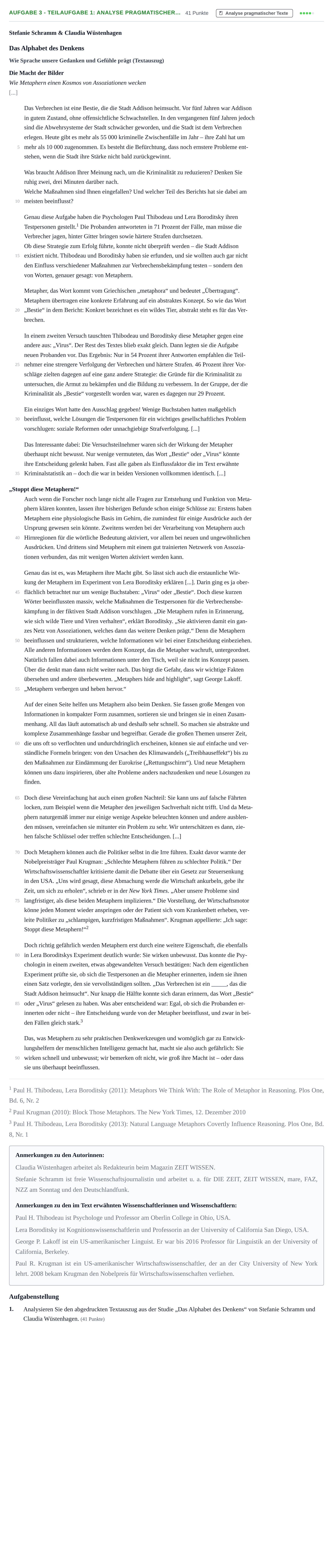 Aufgabenstellung: Aufgabe 3 - Teilaufgabe 1: Analyse pragmatischer… · Abitur NRW Deutsch LK · Nachtermin 2022