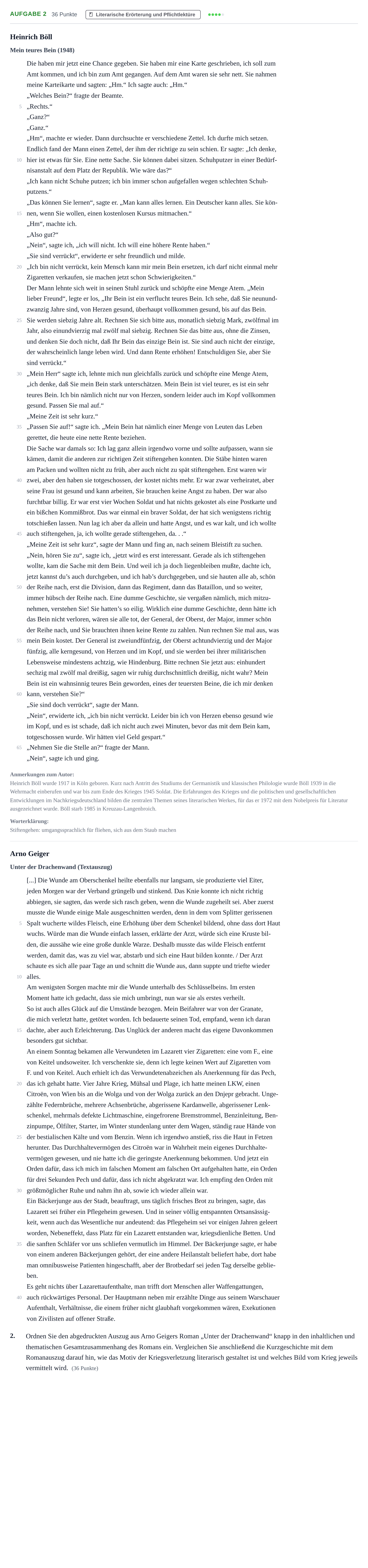 Aufgabenstellung: Aufgabe 2 - Literarische Erörterung und Pflichtle… · Abitur NRW Deutsch LK · Nachtermin · Weiterbildungskolleg 2022