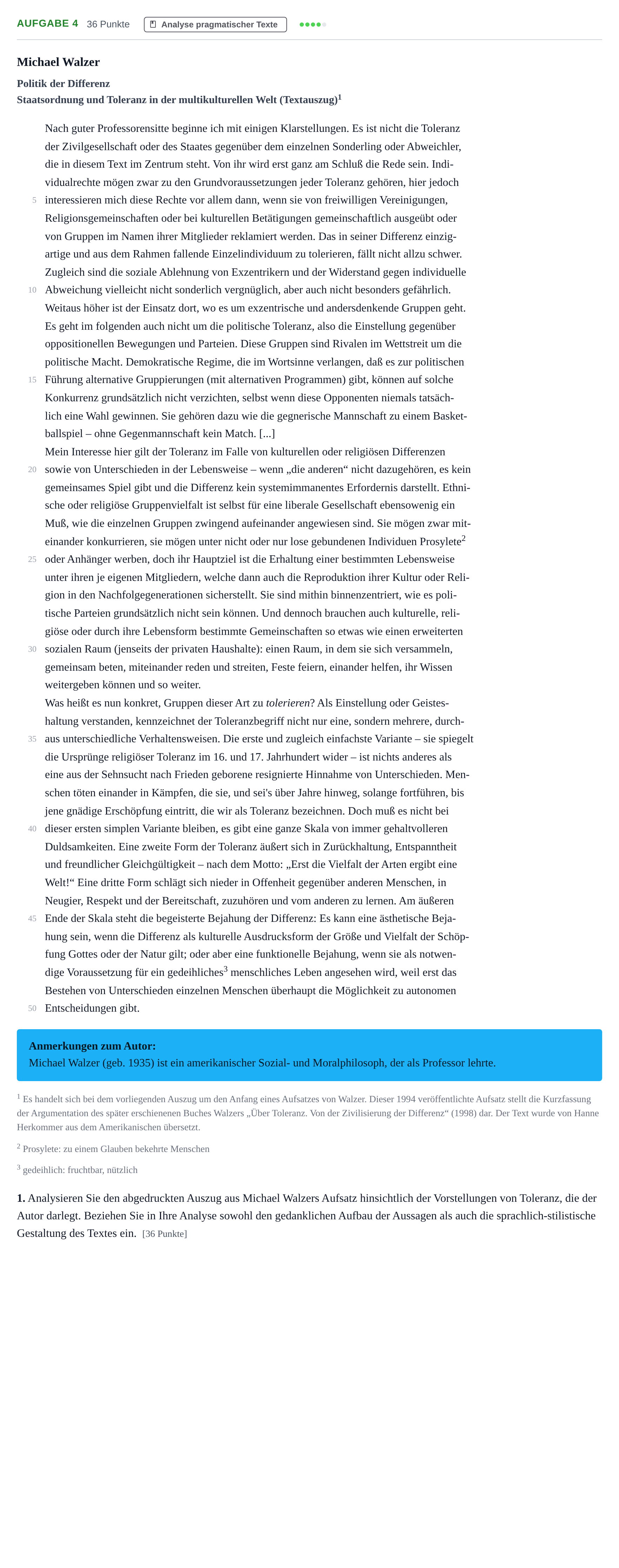 Aufgabenstellung: Aufgabe 4 - Analyse pragmatischer Texte · Abitur NRW Deutsch LK · Nachtermin · Weiterbildungskolleg 2022