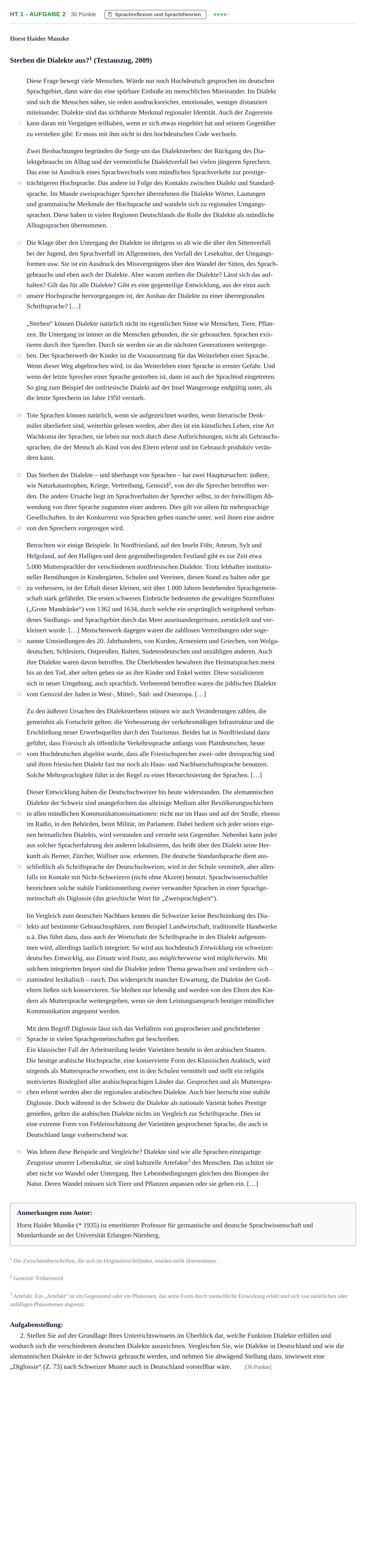 Aufgabenstellung: Aufgabe HT 1 - Aufgabe 2 · Abitur NRW Deutsch GK · Haupttermin 2023