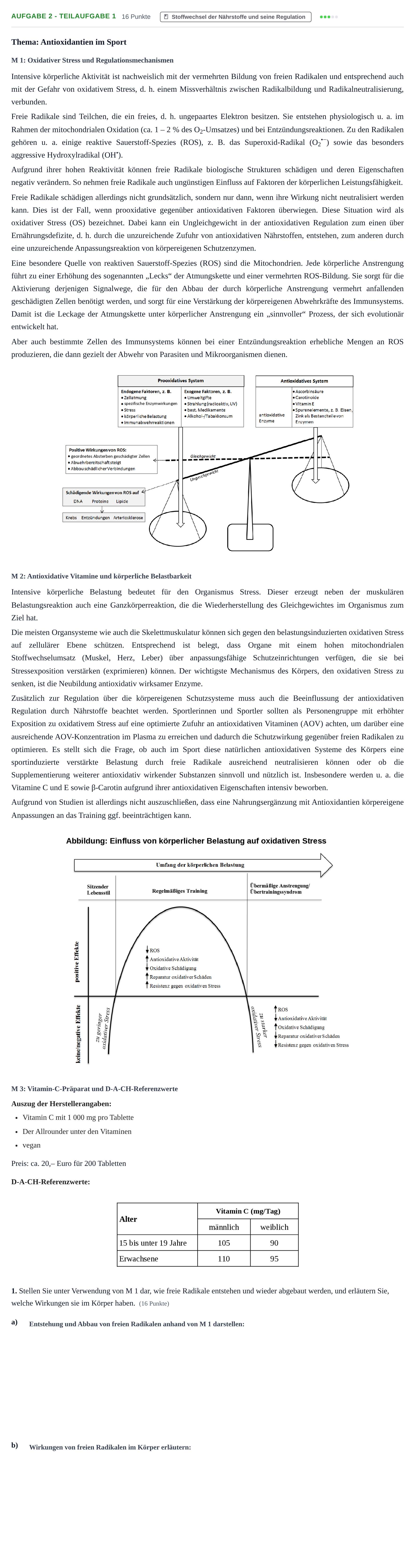 Aufgabenstellung: Aufgabe 2 - Teilaufgabe 1 · Abitur NRW Ernährungslehre GK · Haupttermin 2023