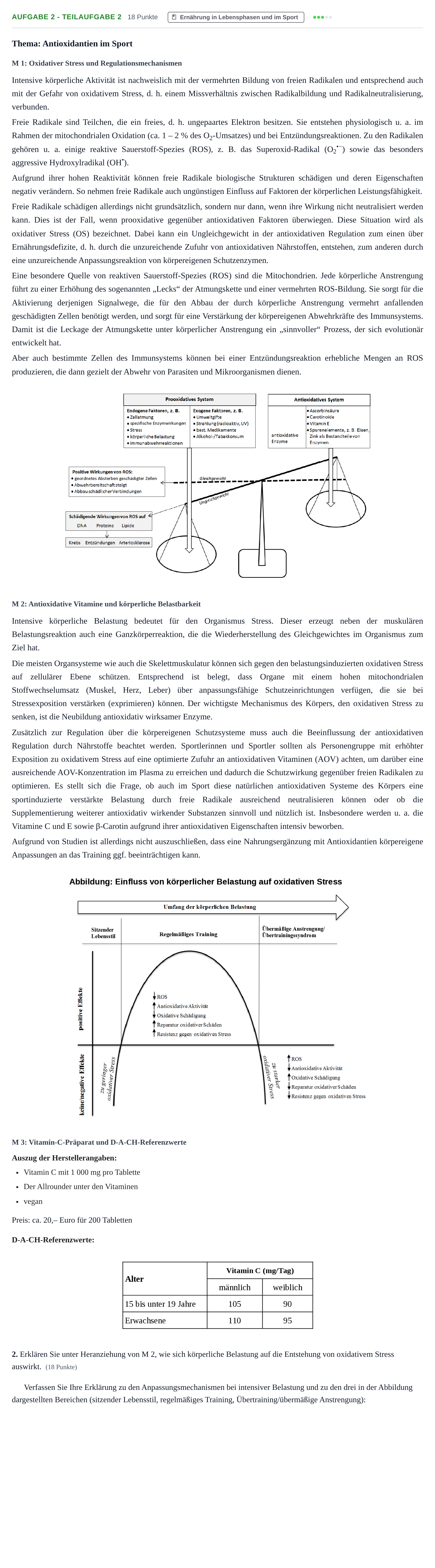 Aufgabenstellung: Aufgabe 2 - Teilaufgabe 2 · Abitur NRW Ernährungslehre GK · Haupttermin 2023