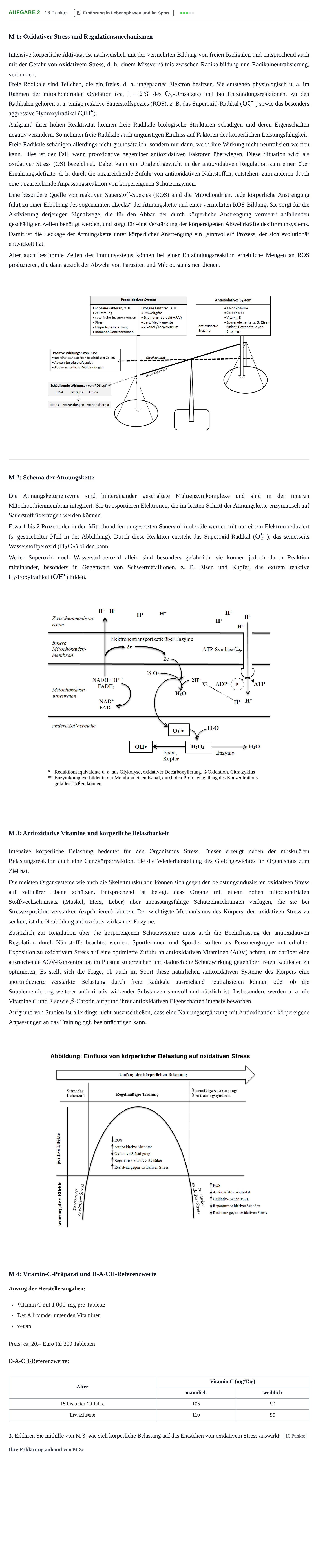 Aufgabenstellung: Aufgabe 2 - Ernährung in Lebensphasen und im Sport · Abitur NRW Ernährungslehre LK · Haupttermin 2023