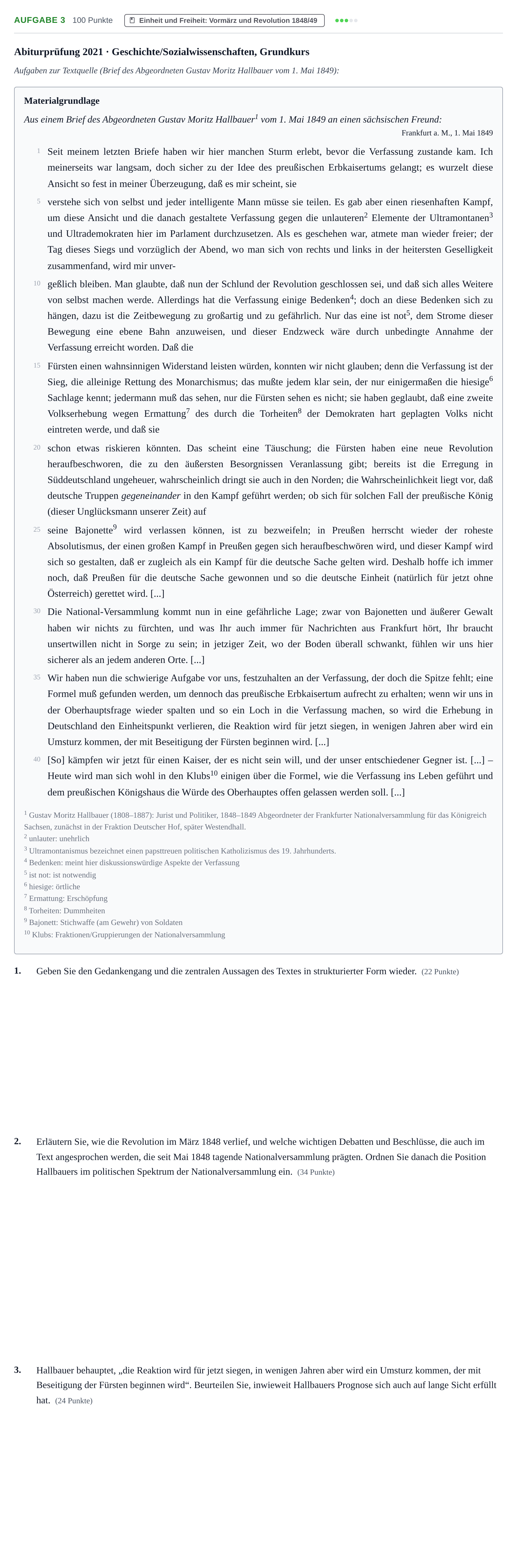 Aufgabenstellung: Aufgabe 3 · Abitur NRW Geschichte-Sozialwissenschaften GK · Haupttermin · Weiterbildungskolleg 2021