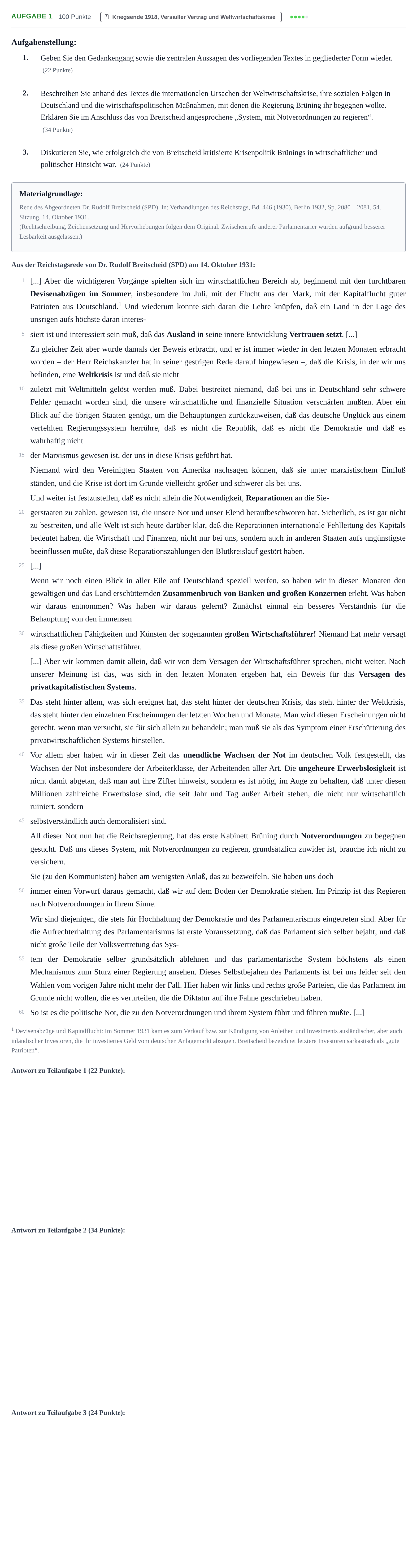 Aufgabenstellung: Aufgabe 1 · Abitur NRW Geschichte-Sozialwissenschaften GK · Haupttermin · Weiterbildungskolleg 2021