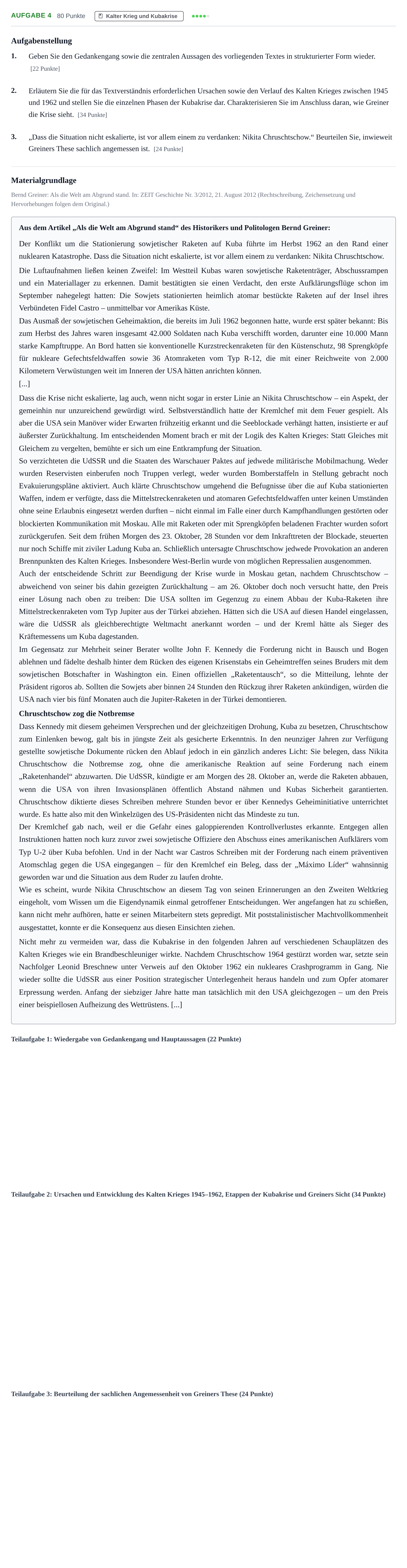 Aufgabenstellung: Aufgabe 4 · Abitur NRW Geschichte-Sozialwissenschaften LK · Haupttermin · Weiterbildungskolleg 2021
