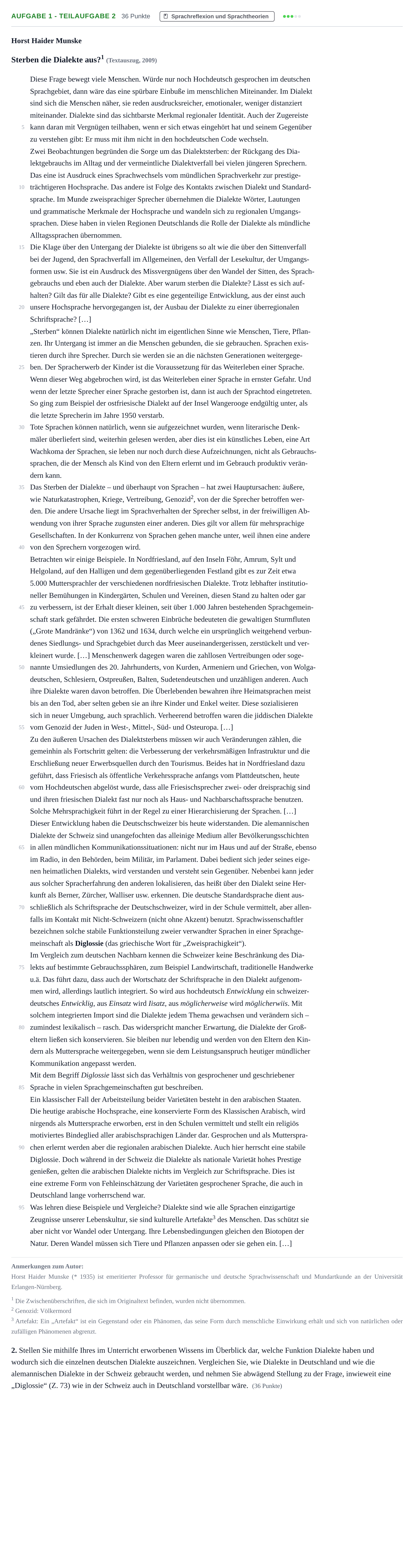 Aufgabenstellung: Aufgabe 1 - Teilaufgabe 2 · Abitur NRW Deutsch GK · Haupttermin · Weiterbildungskolleg 2023