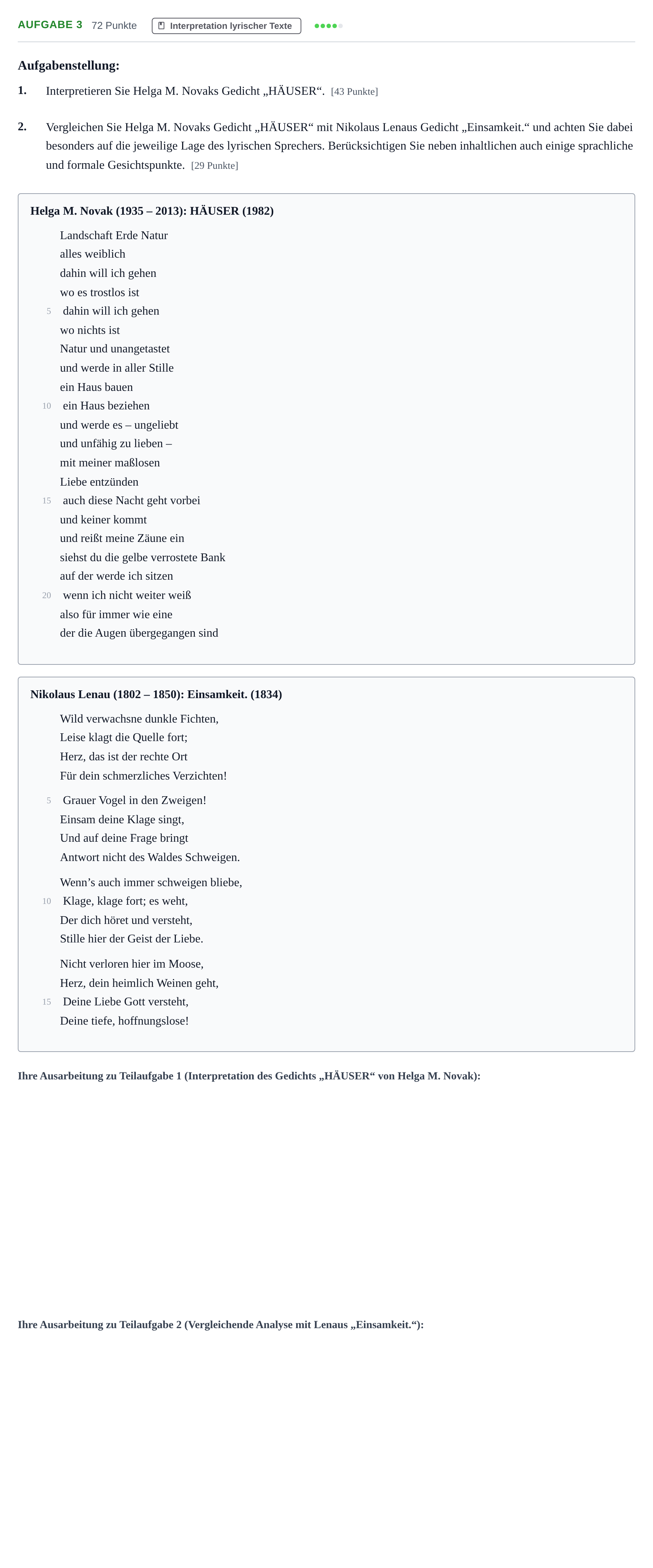 Aufgabenstellung: Aufgabe 3 · Abitur NRW Deutsch LK · Haupttermin · Weiterbildungskolleg 2023