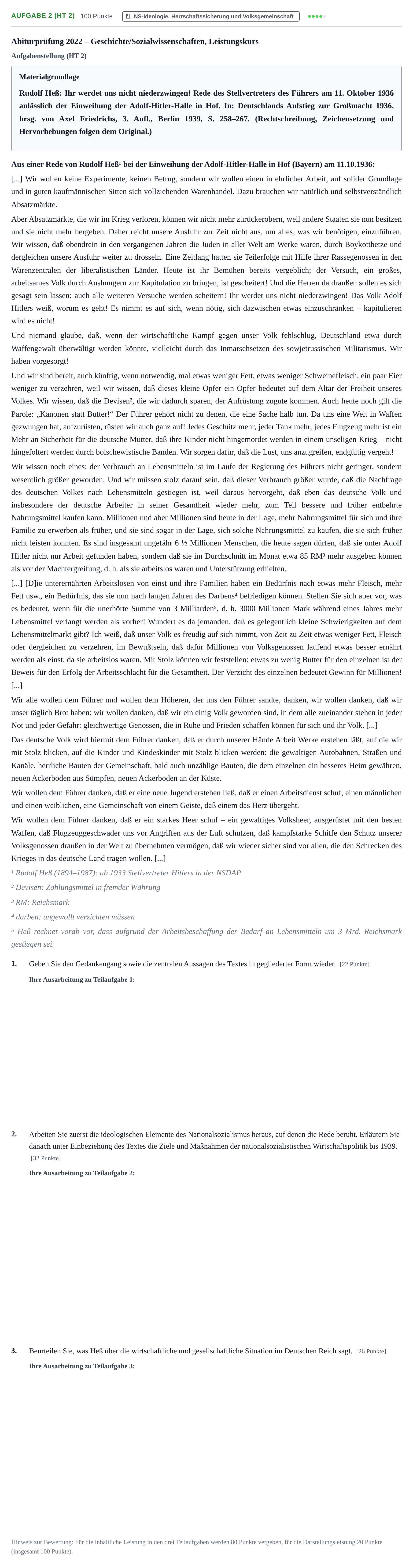 Aufgabenstellung: Aufgabe 2 (HT 2) · Abitur NRW Geschichte-Sozialwissenschaften LK · Haupttermin · Weiterbildungskolleg 2022
