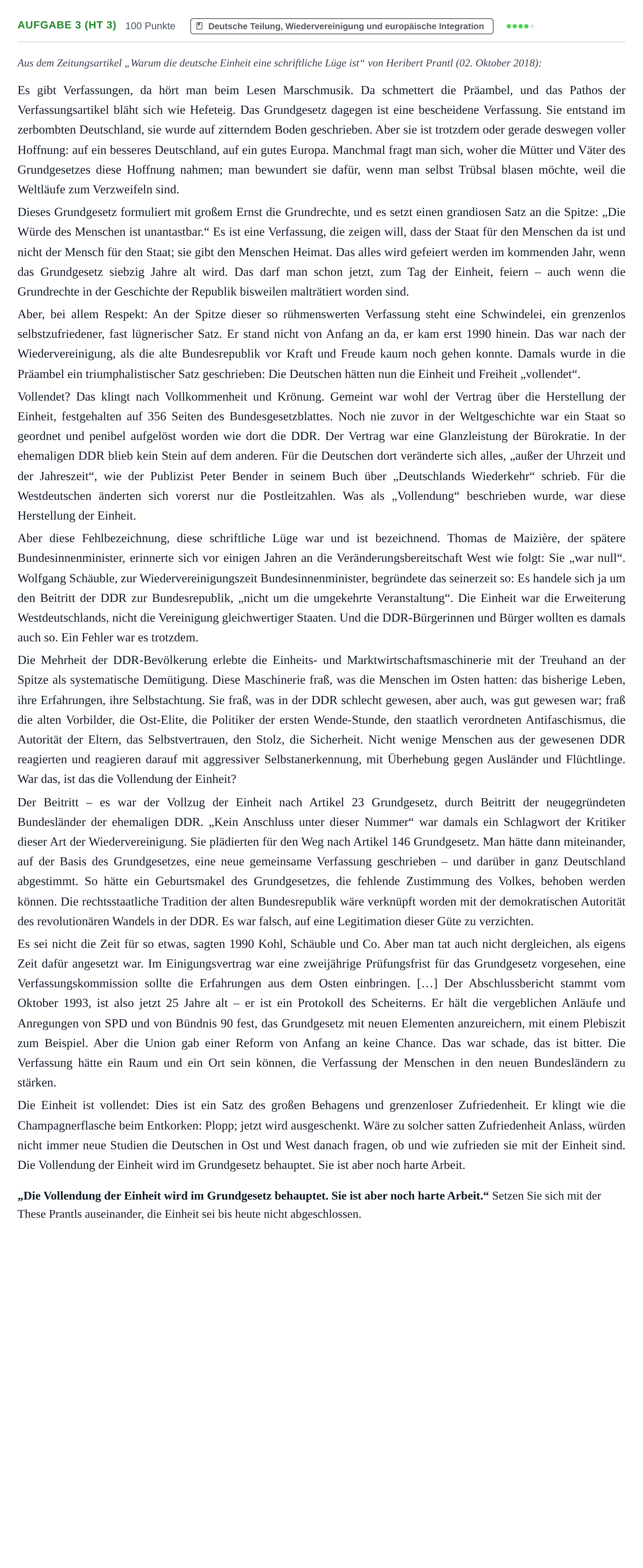 Aufgabenstellung: Aufgabe 3 (HT 3) · Abitur NRW Geschichte-Sozialwissenschaften LK · Haupttermin · Weiterbildungskolleg 2022