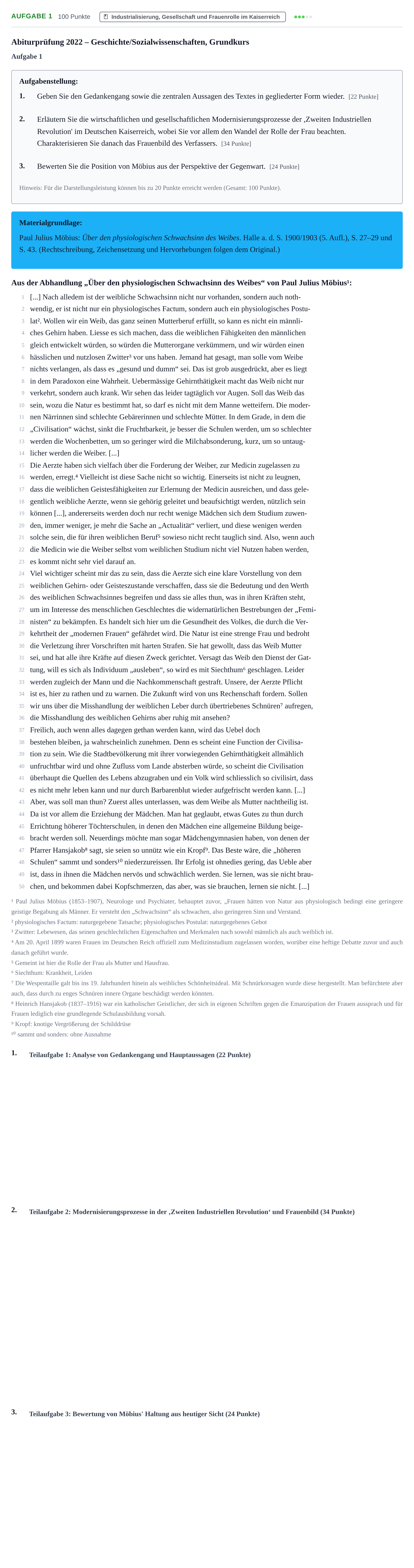 Aufgabenstellung: Aufgabe 1 · Abitur NRW Geschichte-Sozialwissenschaften GK · Haupttermin · Weiterbildungskolleg 2022