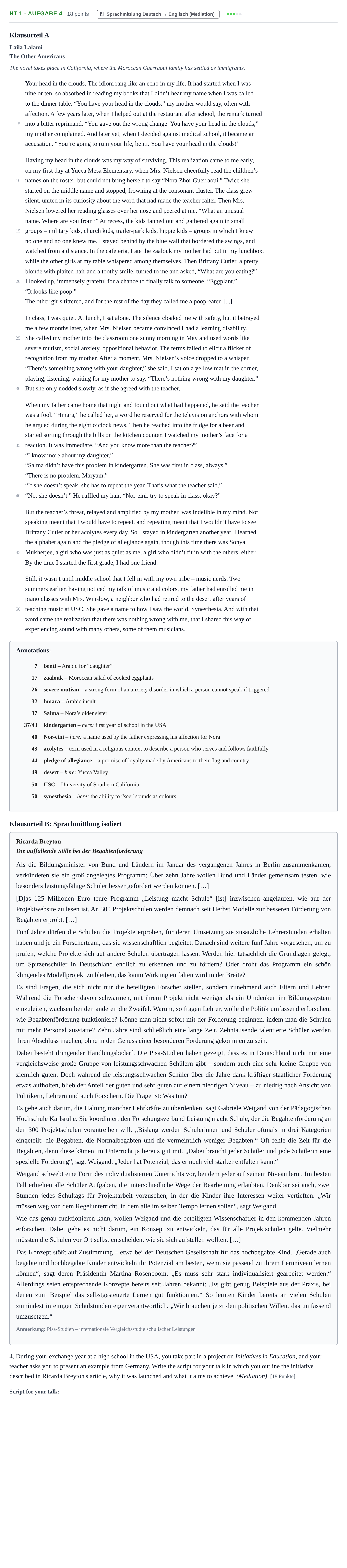 Aufgabenstellung: Aufgabe HT 1 - Aufgabe 4 · Abitur NRW Englisch GK · Haupttermin · Weiterbildungskolleg 2022
