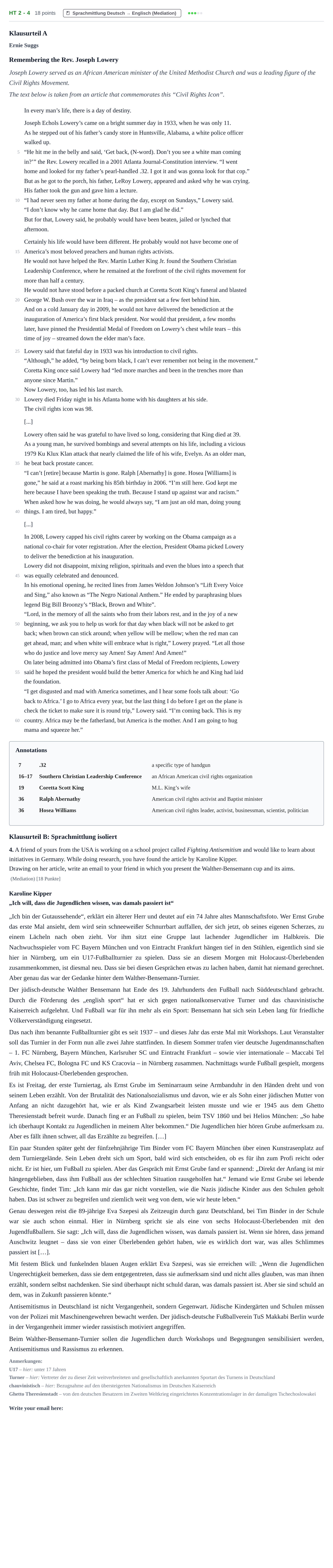 Aufgabenstellung: Aufgabe HT 2 - 4 · Abitur NRW Englisch GK · Haupttermin (2) 2023
