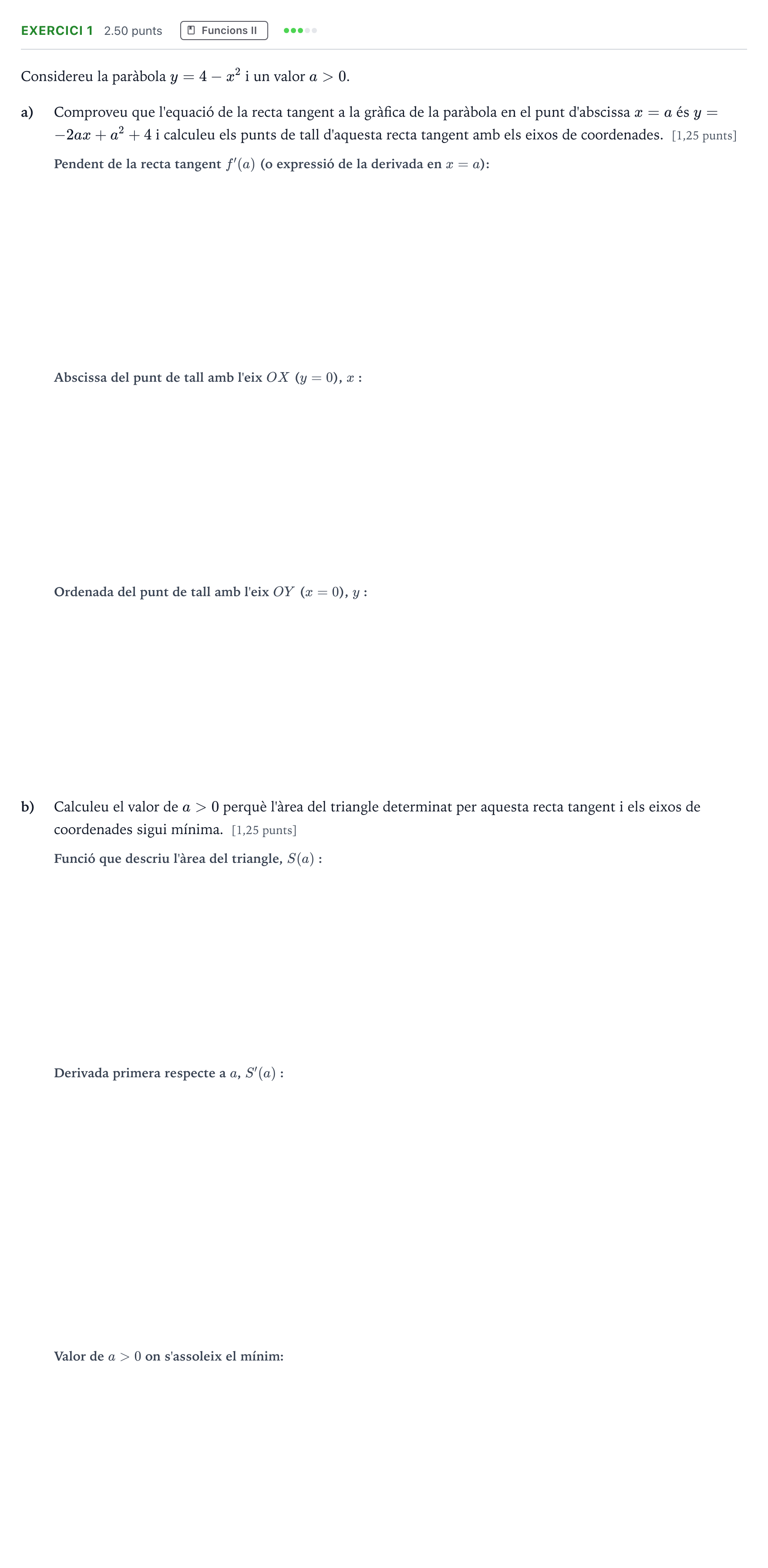 Enunciado: Problema 1 · Matemáticas II Selectividad Cataluña Juny Serie 2 2021