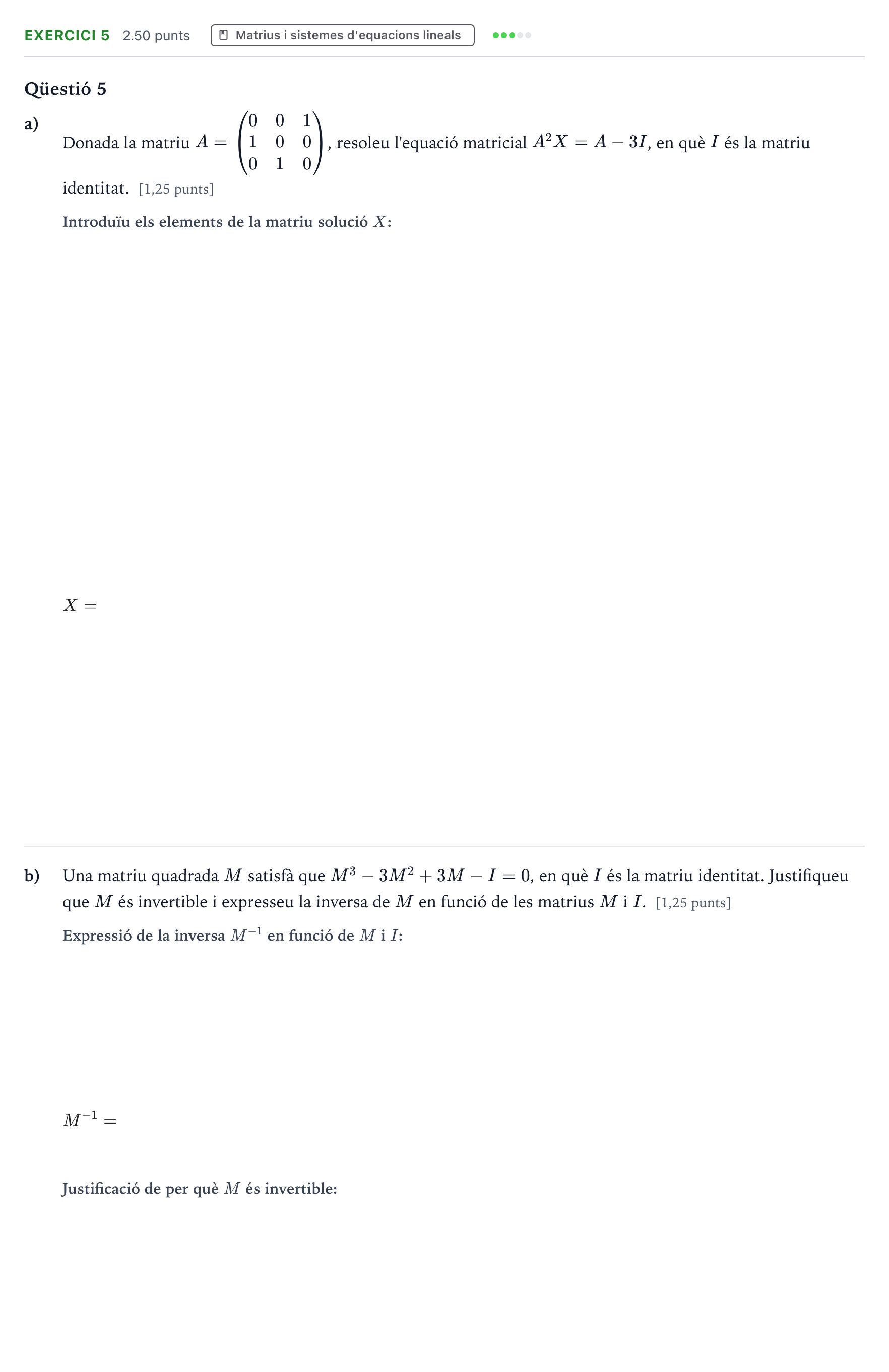Enunciado: Problema 5 · Matemáticas II Selectividad Cataluña Juny Serie 2 2021