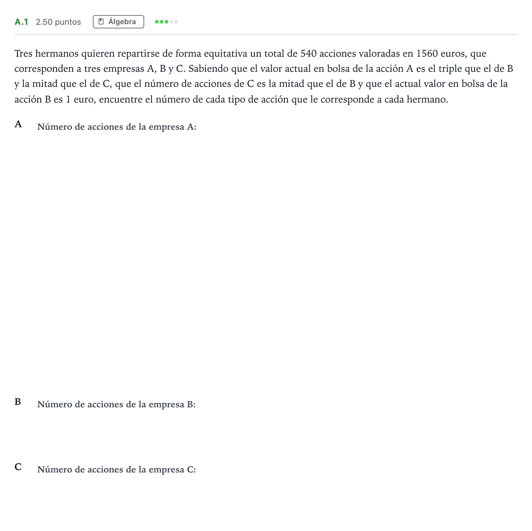 Enunciado: Ejercicio A.1 · Matemáticas II PAU Madrid Ordinaria 2021