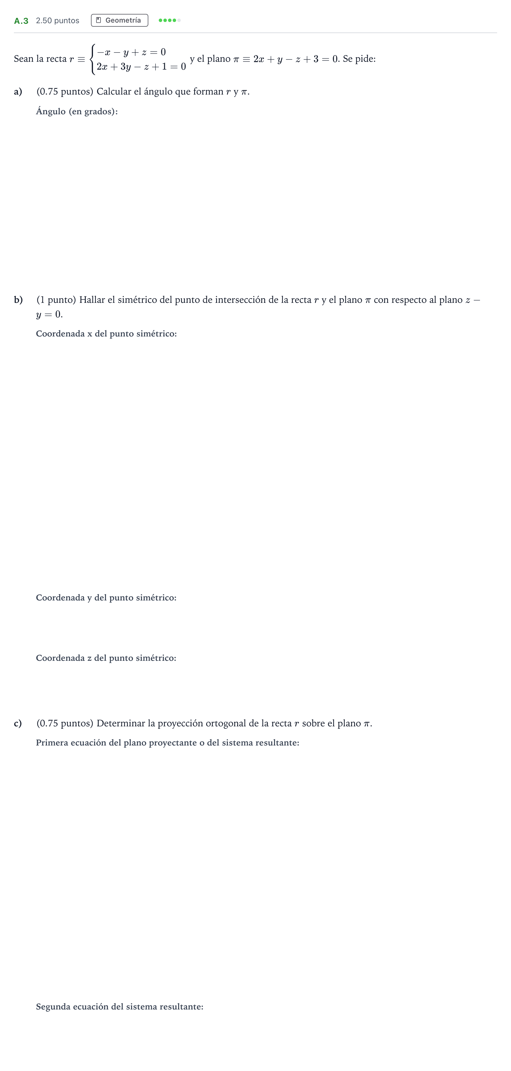 Enunciado: Ejercicio A.3 · Matemáticas II PAU Madrid Ordinaria 2021