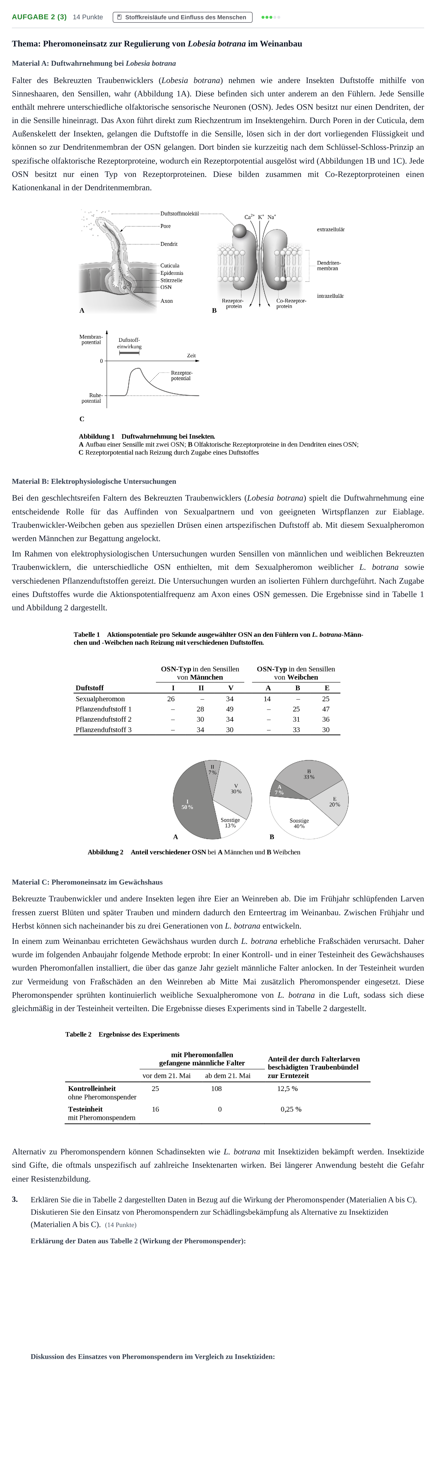 Aufgabenstellung: Aufgabe 2 (3) - Stoffkreisläufe und Einfluss des… · Abitur NRW Biologie GK · Haupttermin 2021