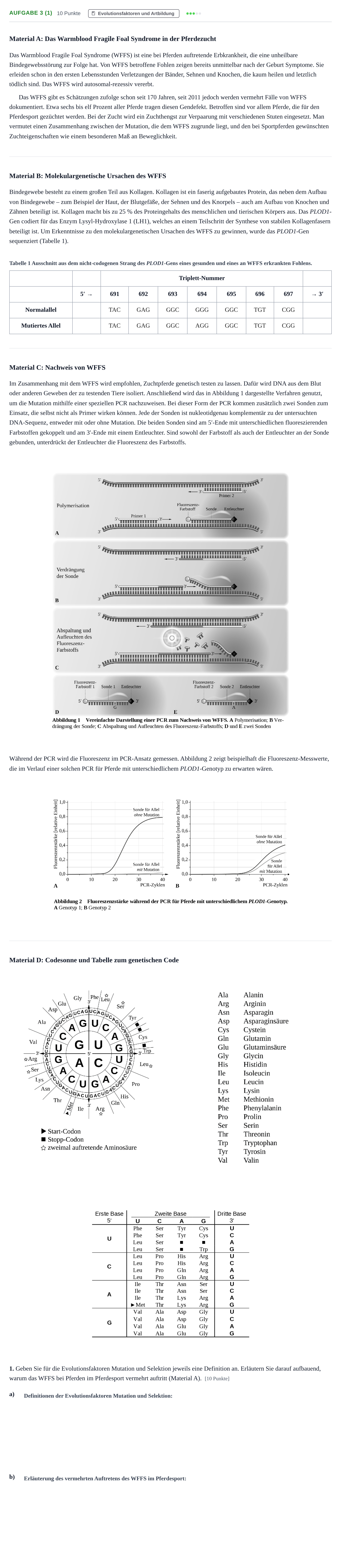Aufgabenstellung: Aufgabe 3 (1) - Evolutionsfaktoren und Artbildung · Abitur NRW Biologie GK · Haupttermin 2021
